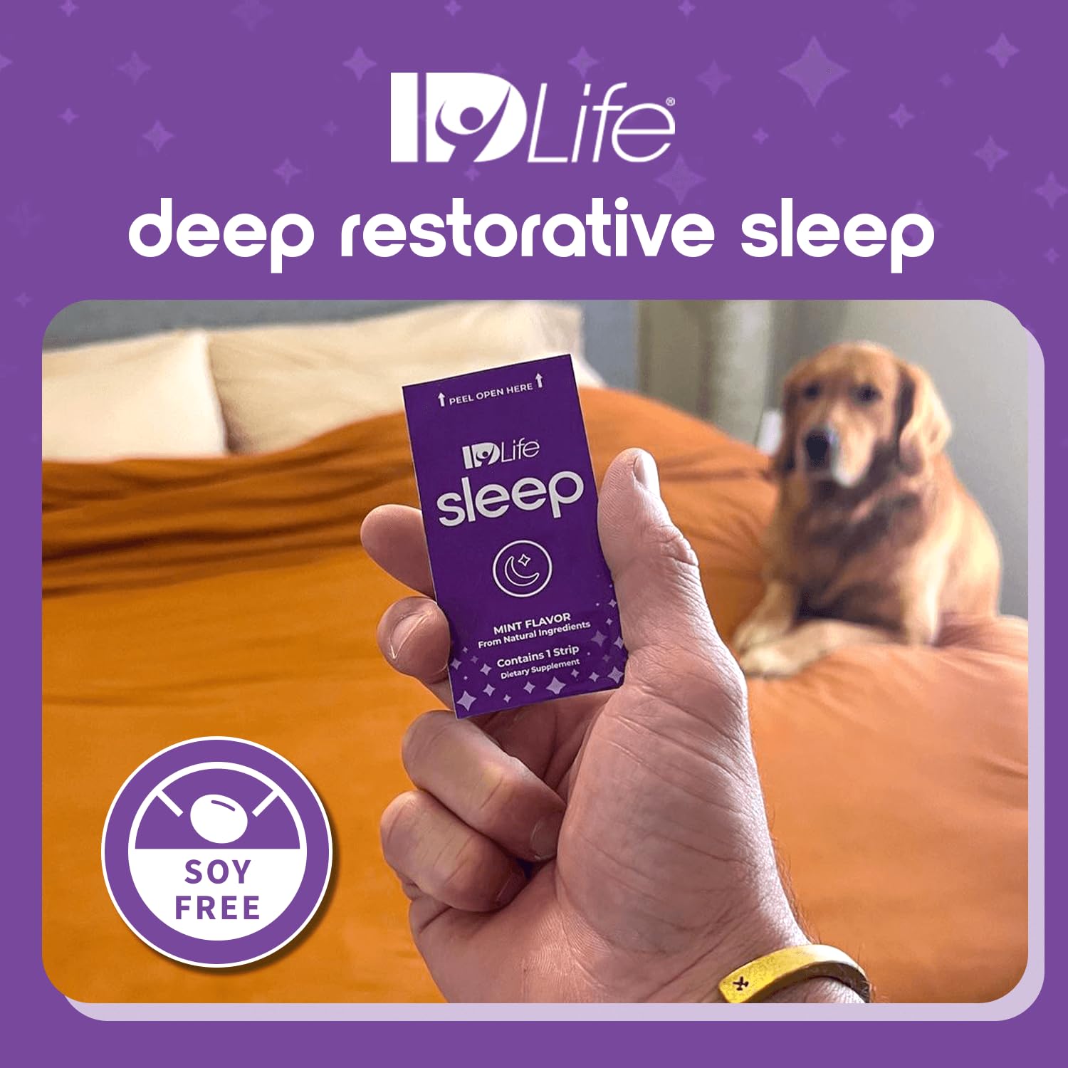 IDLife Sleep Strips mint flavour strips in hand