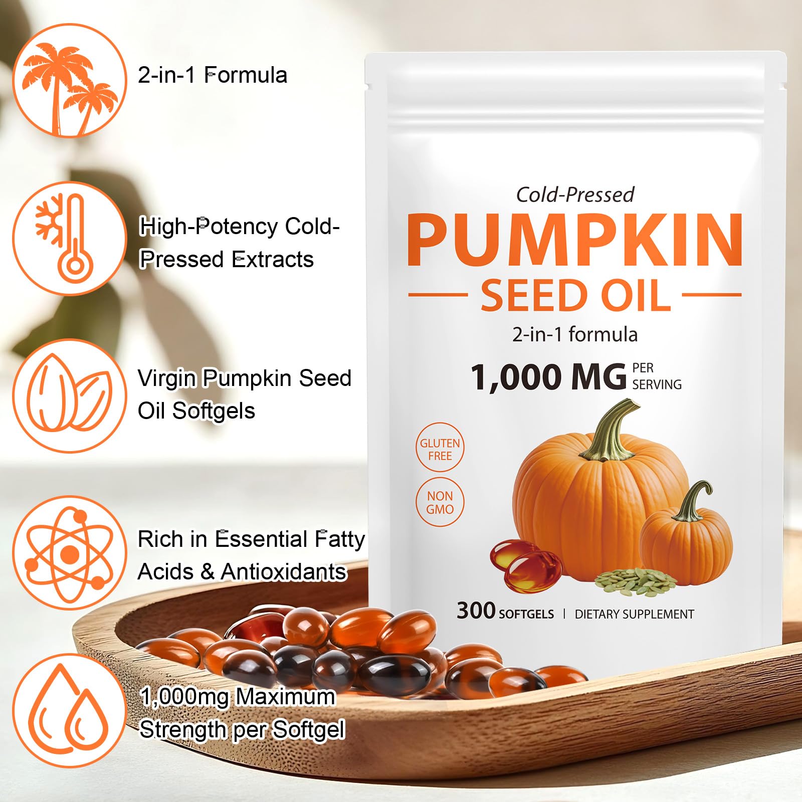 IFUDOIT Pumpkin Seed Oil Capsules back view with nutritional information