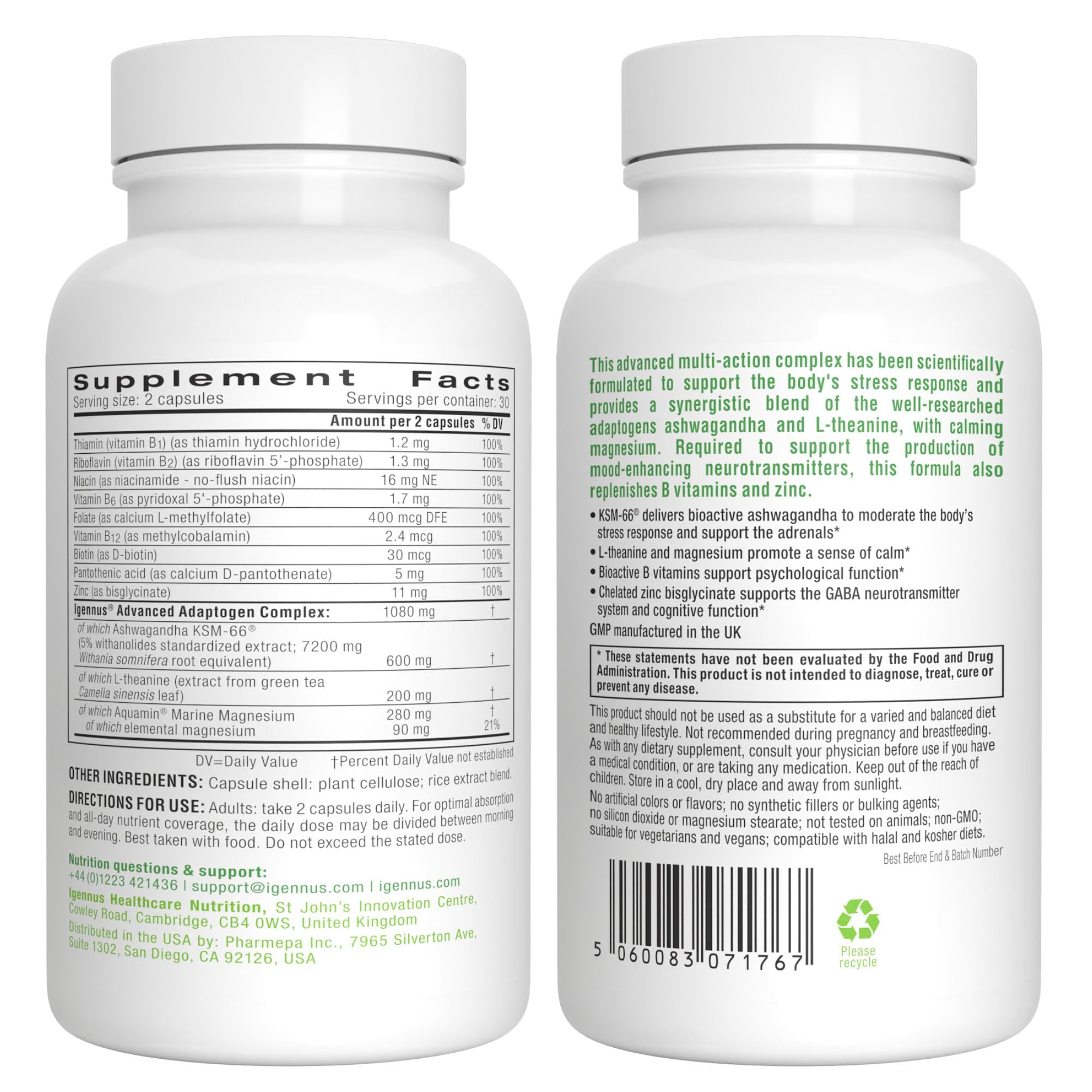 Igennus Ashwagandha KSM-66 600mg capsules lifestyle shot