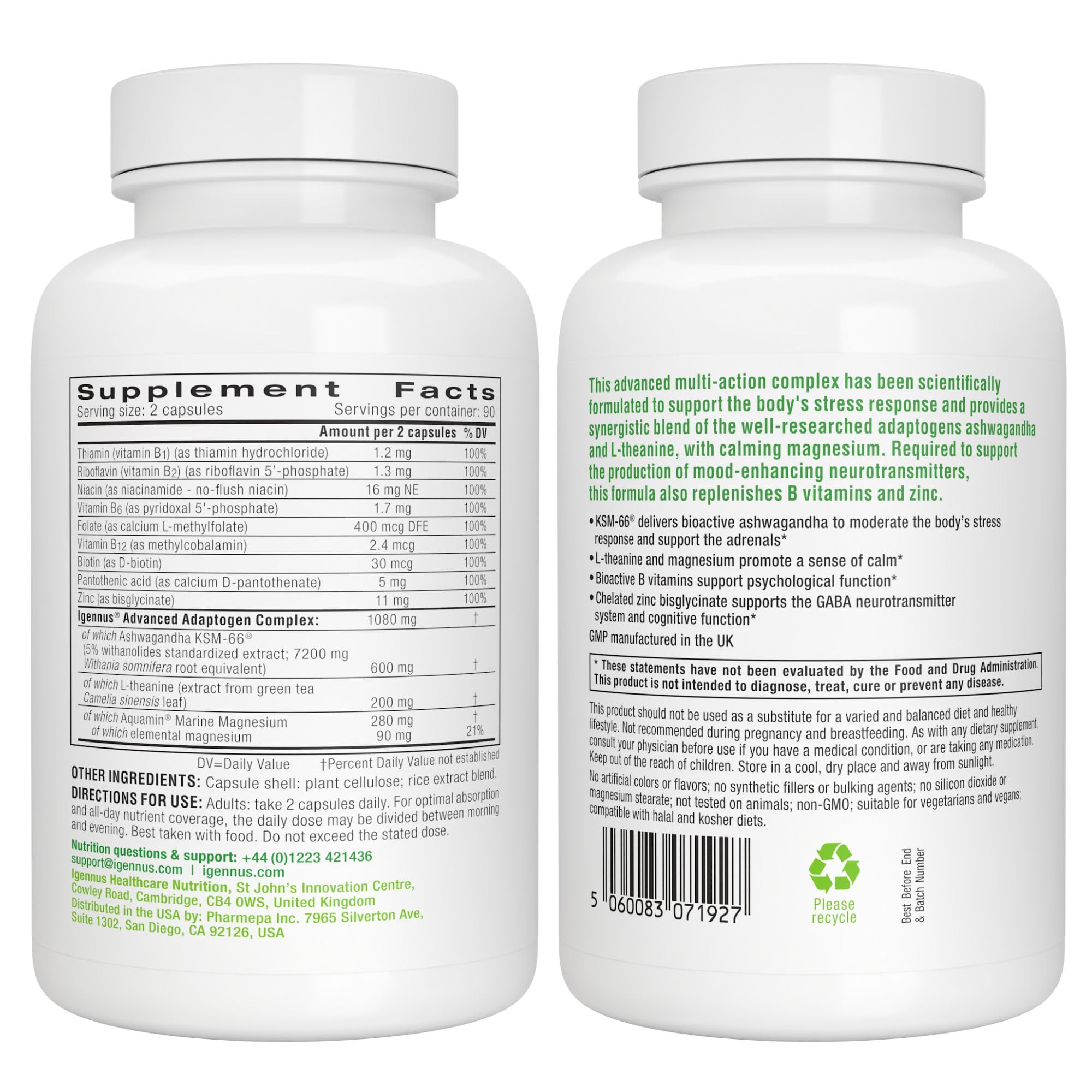 Igennus Ashwagandha KSM-66 capsules in a lifestyle setting