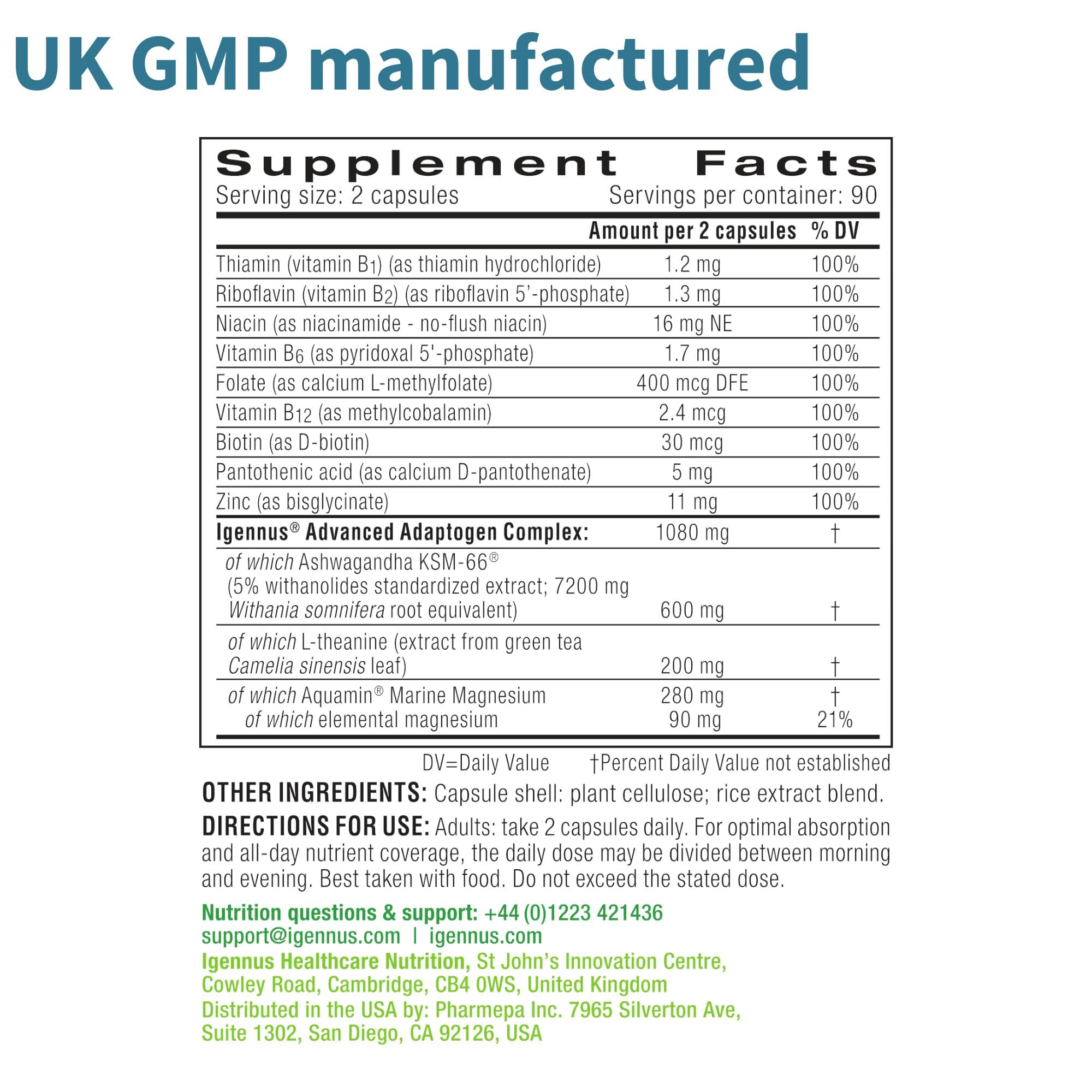 Igennus Ashwagandha KSM-66 capsules with a glass of water