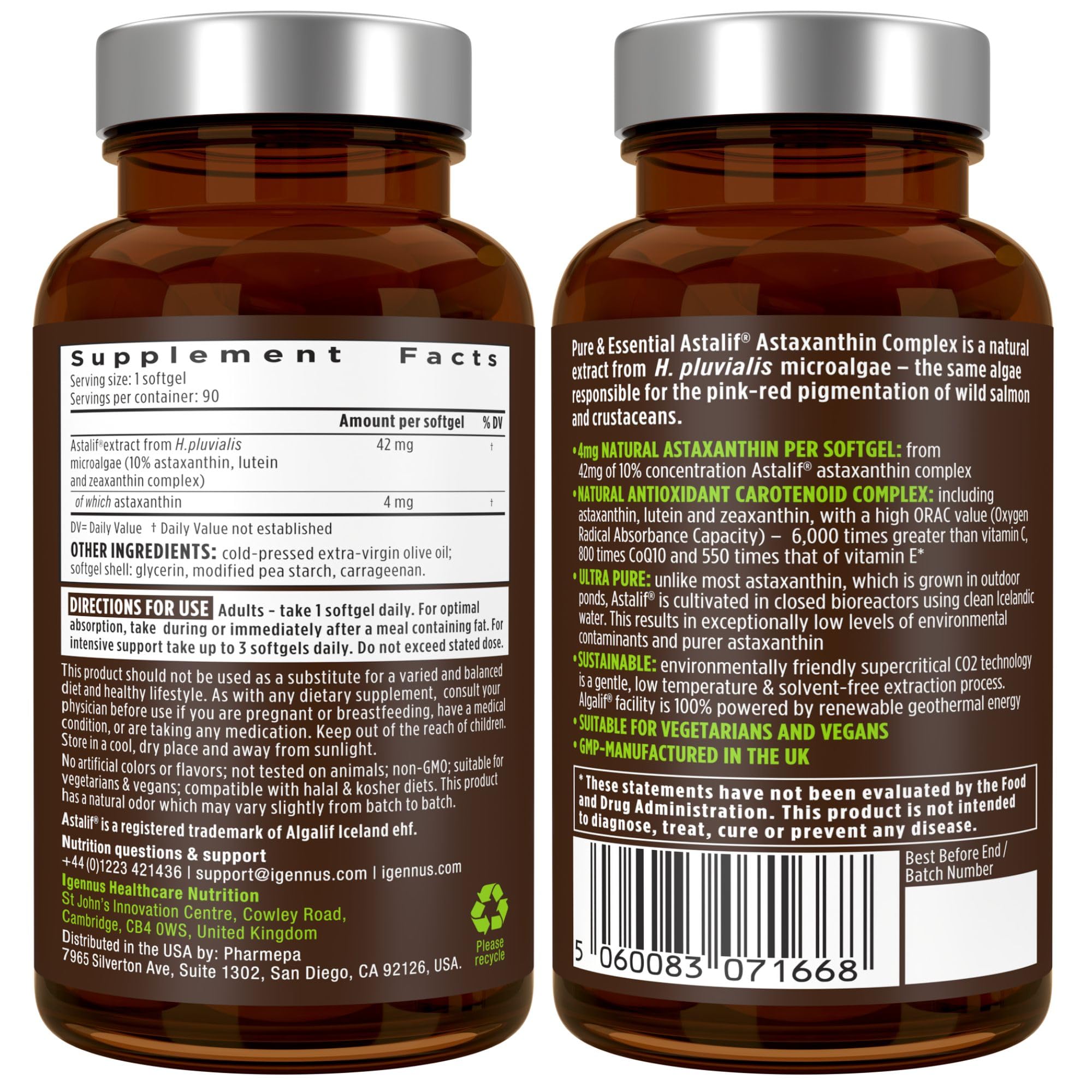 Igennus Astaxanthin Capsules 4mg nutritional information