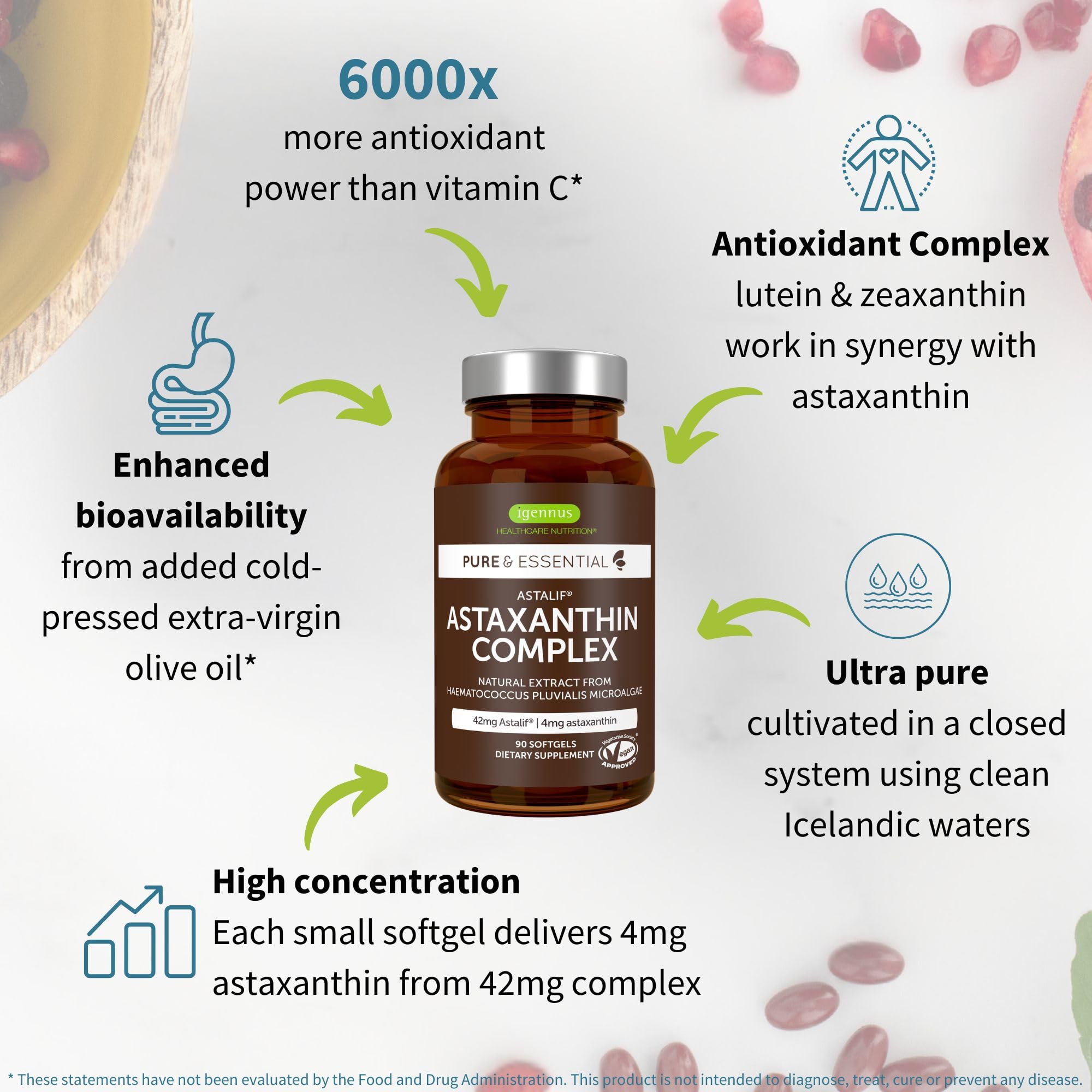 Igennus Astaxanthin Capsules 4mg side view