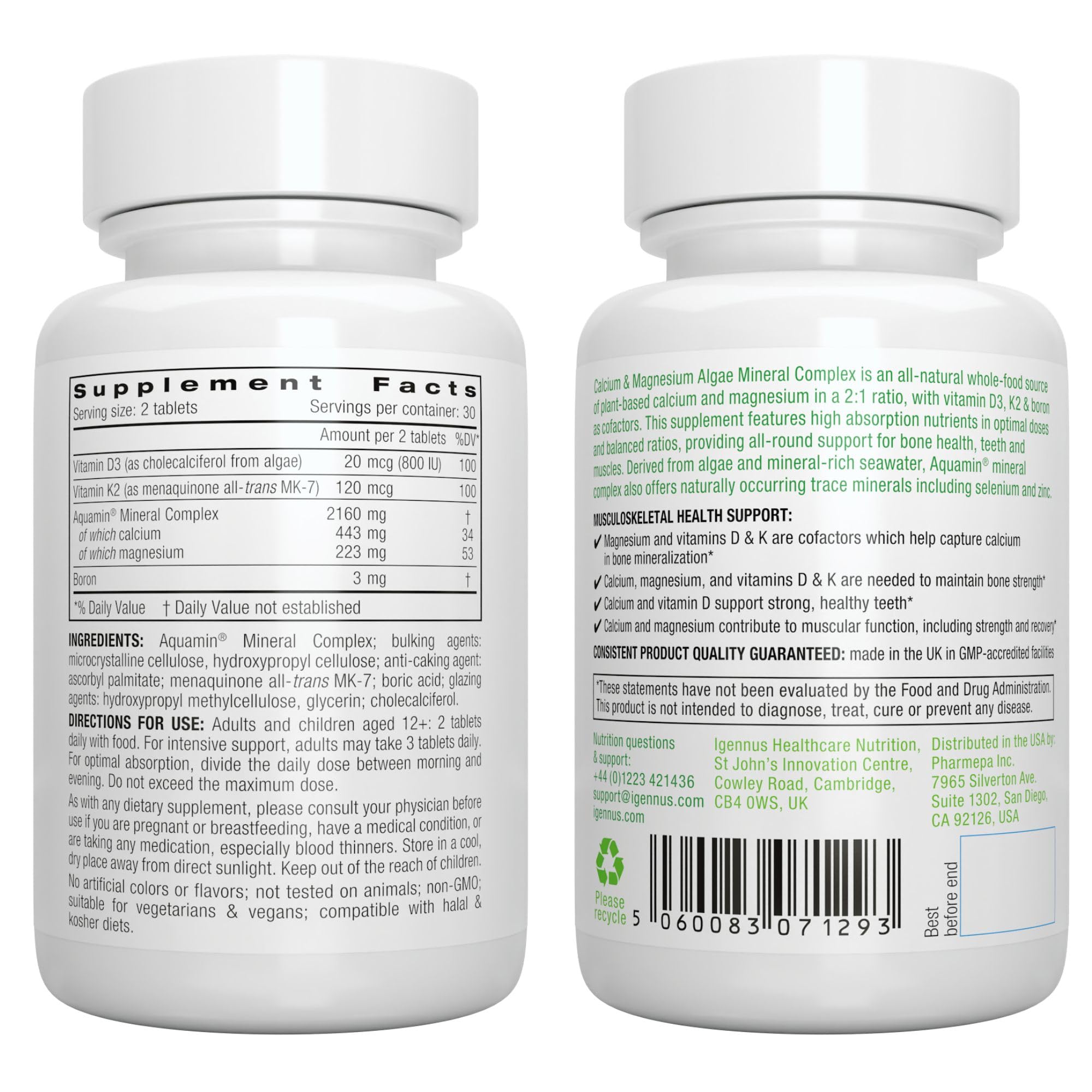 Igennus Calcium Magnesium Supplement on a wooden table