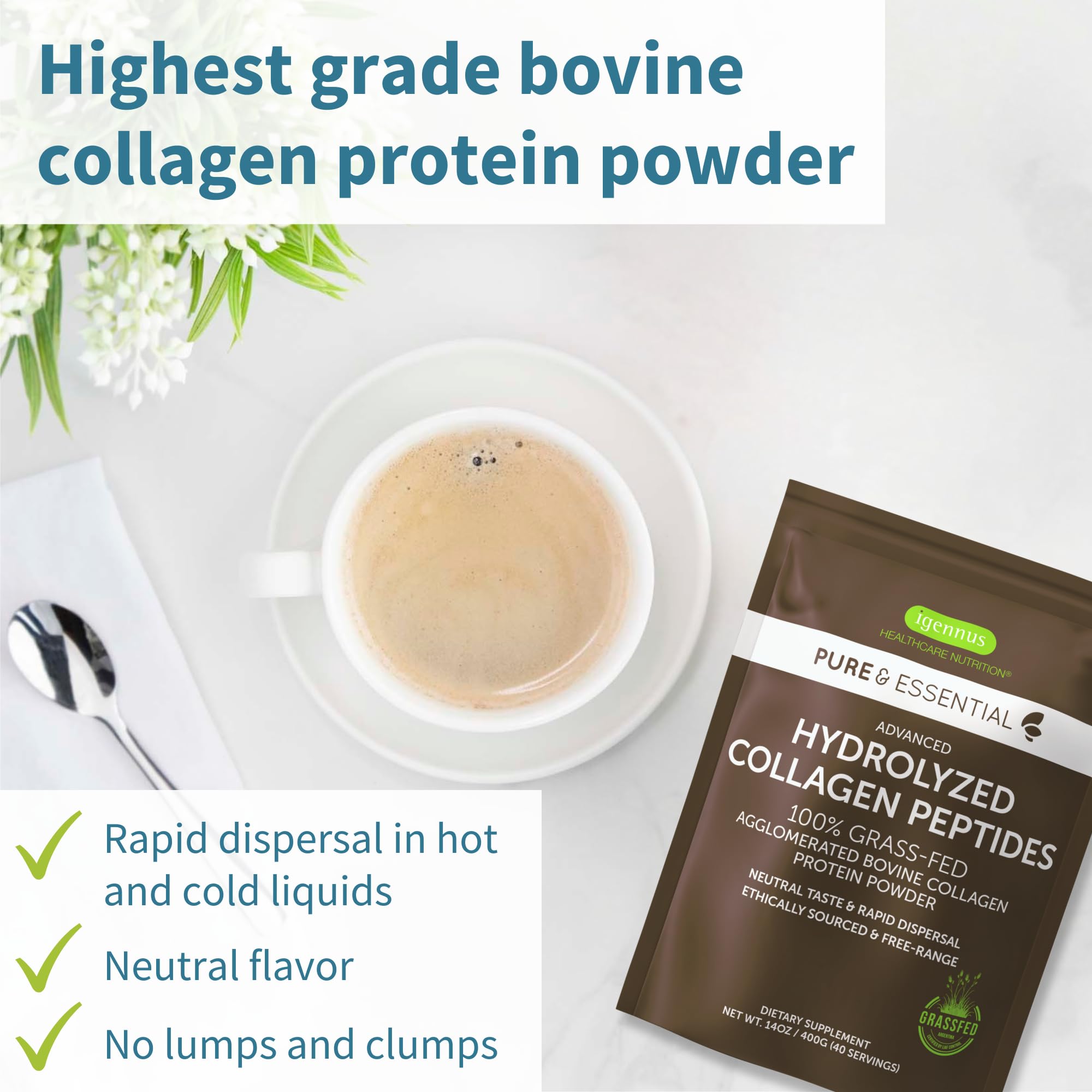 Igennus Collagen Peptides Powder packaging side view