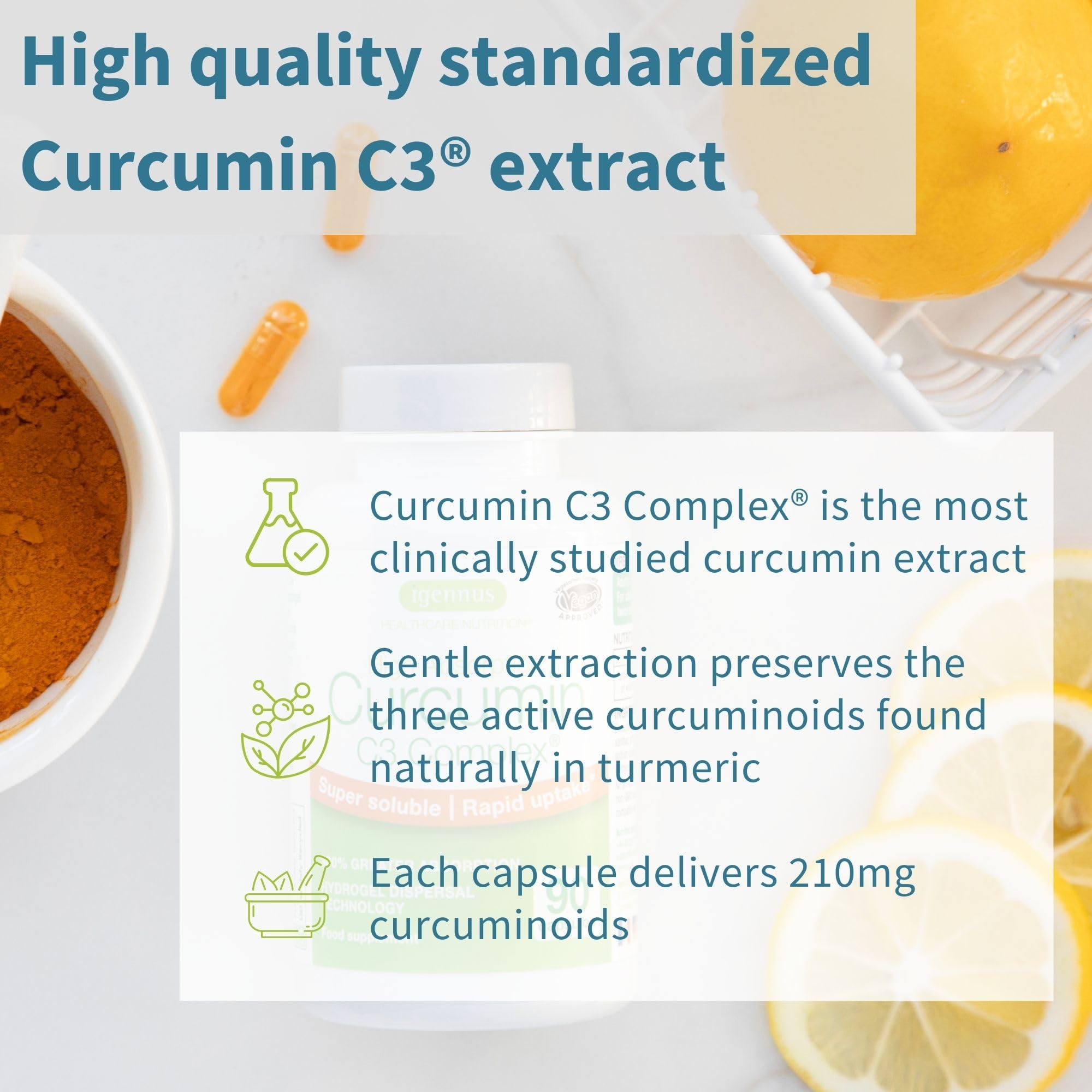 Igennus Curcumin C3 Complex packaging with ingredients