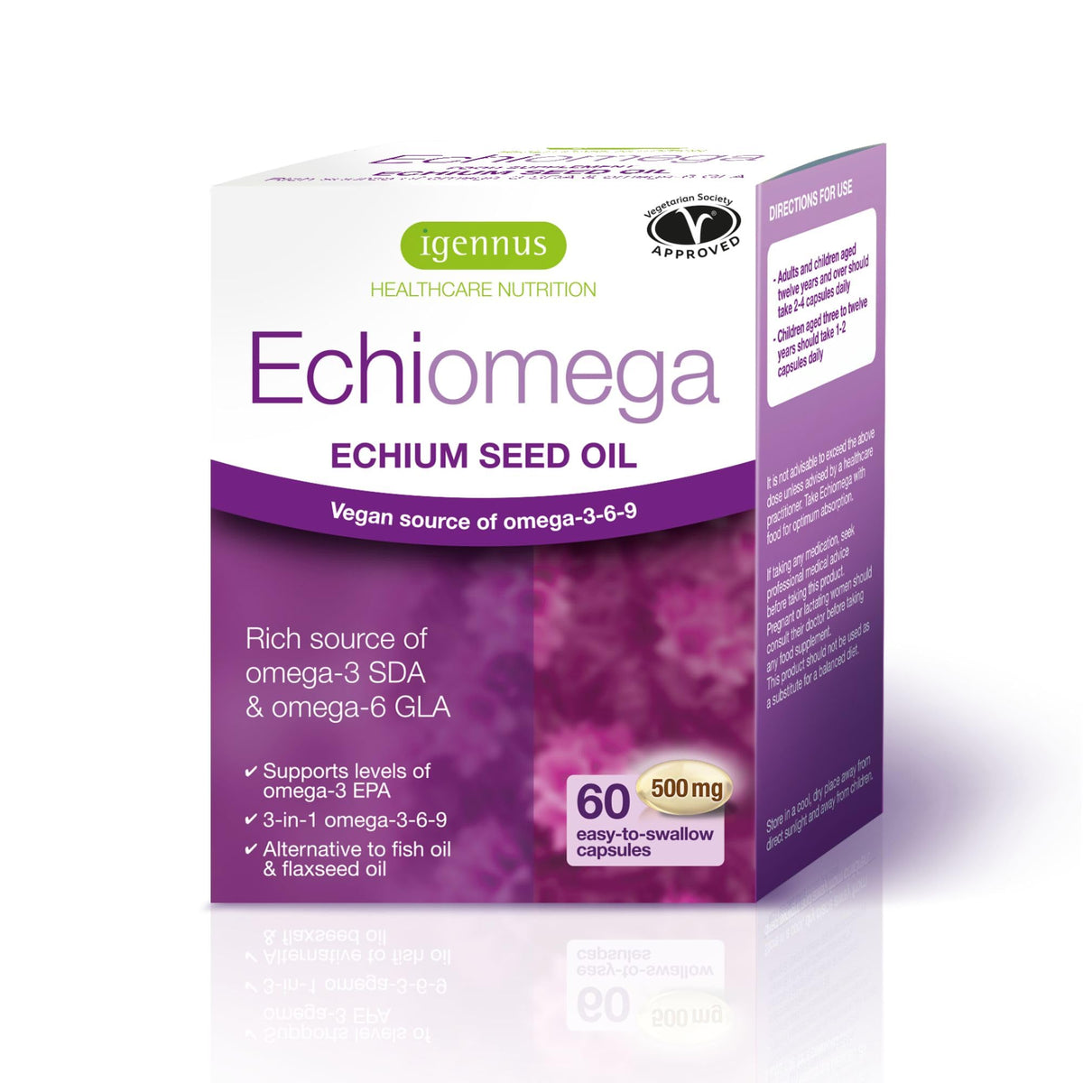 Igennus Echiomega Vegan Omega 3-6-9 Capsules front view