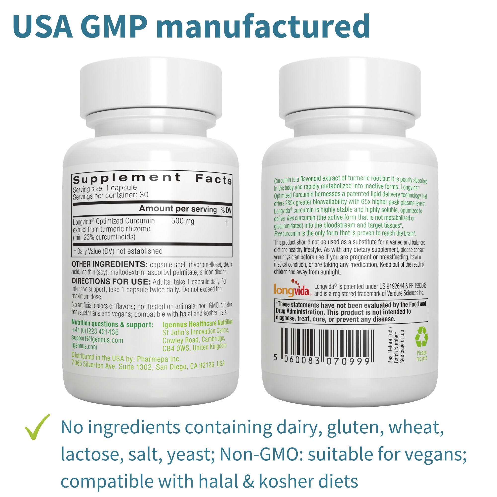 Igennus Longvida Curcumin Supplement on a wooden table