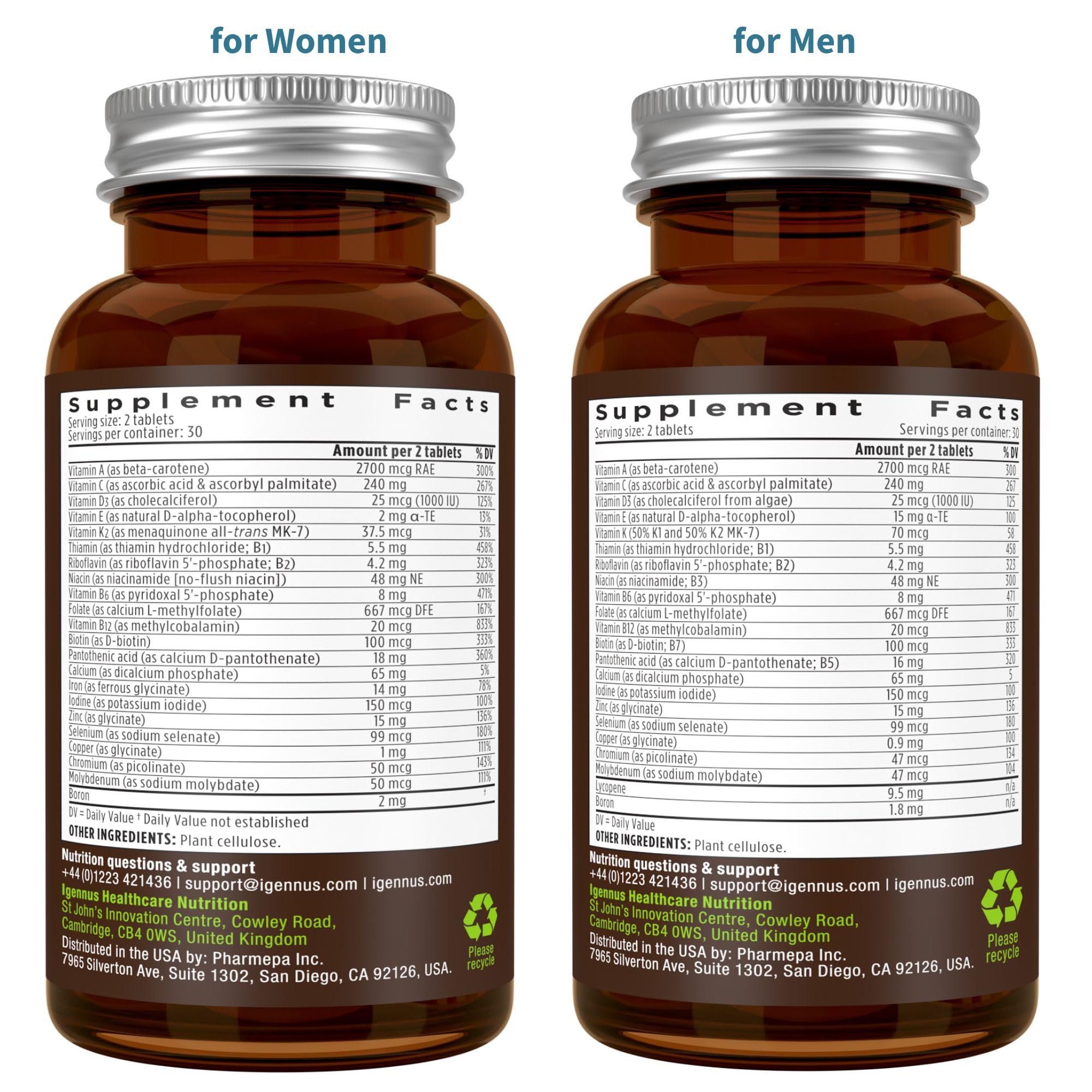 Igennus Methylated Multivitamins on a kitchen counter