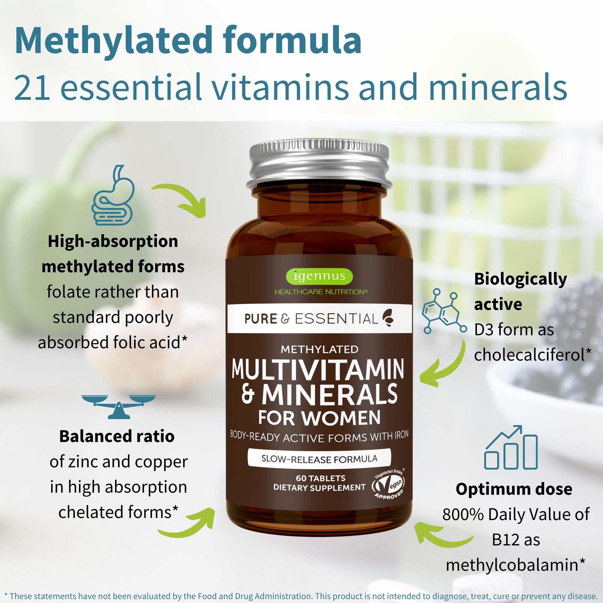 Igennus Methylated Multivitamins side view showing tablet