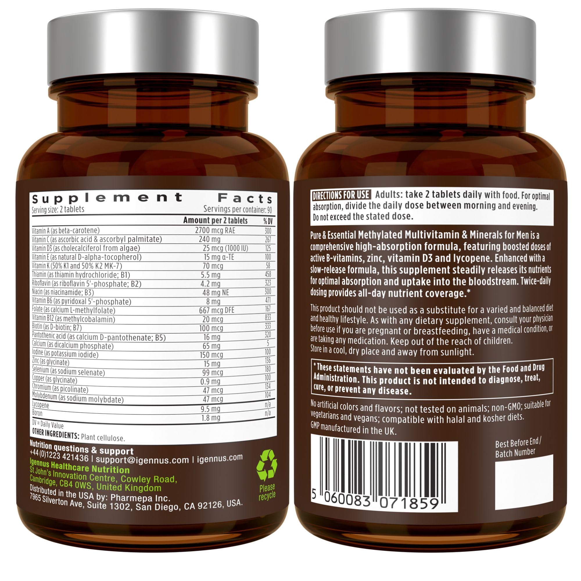 Igennus Multivitamin for Men with a plant background for natural appeal