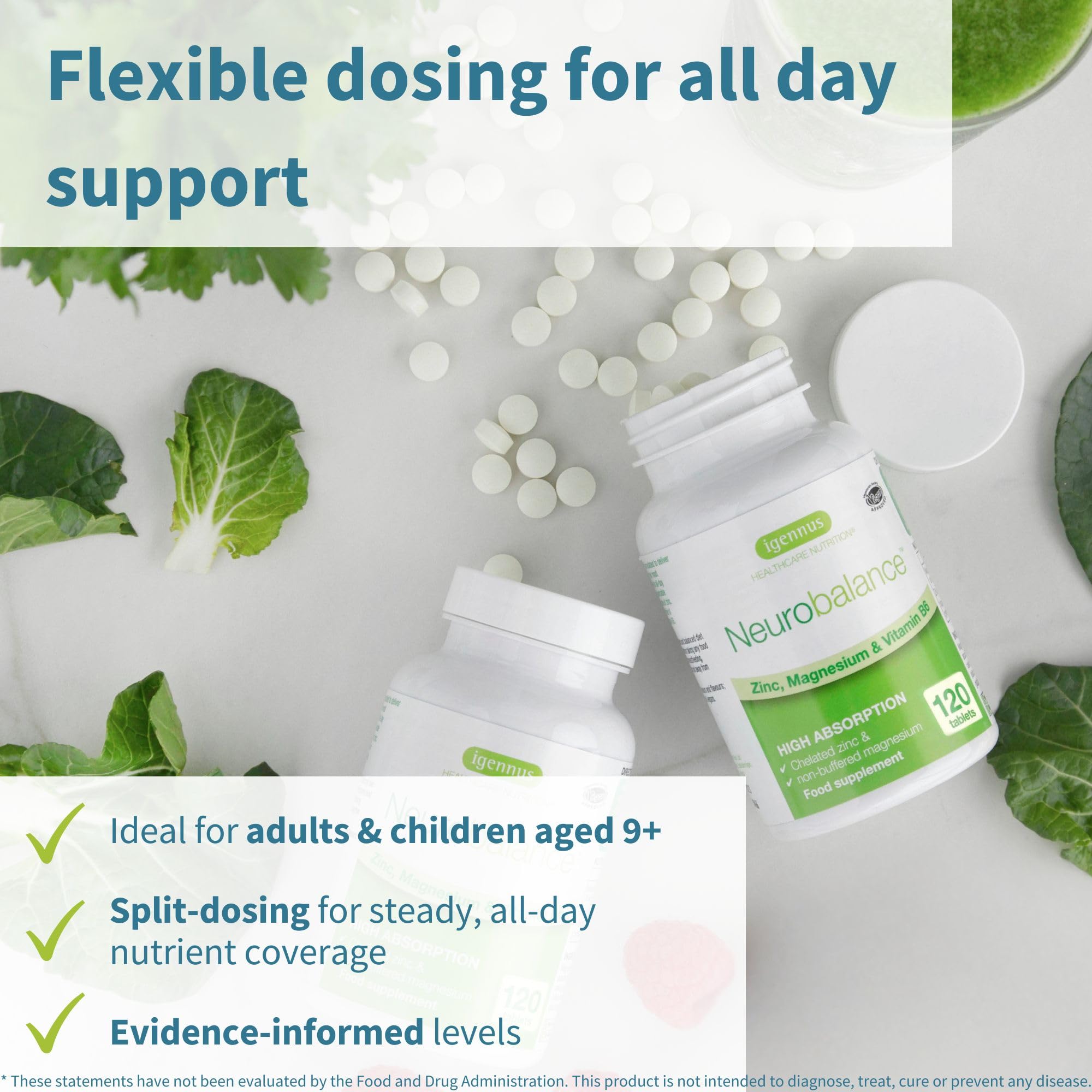 Igennus Neurobalance Magnesium Supplement tablets on a surface