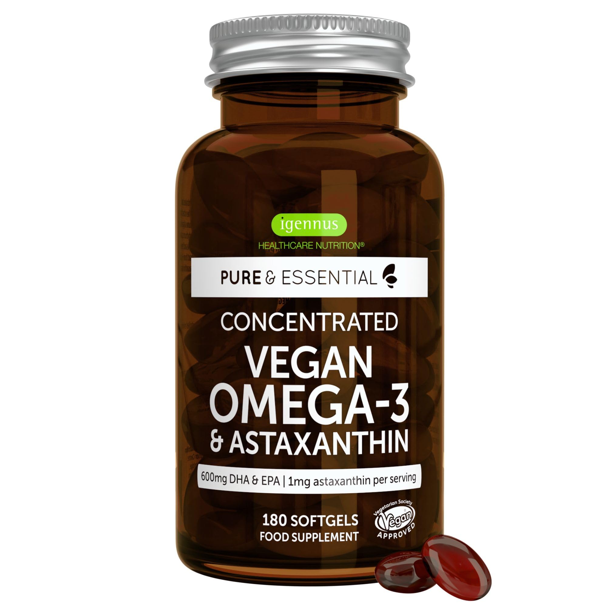 Igennus Omega-3 Algae Oil softgel bottle front view