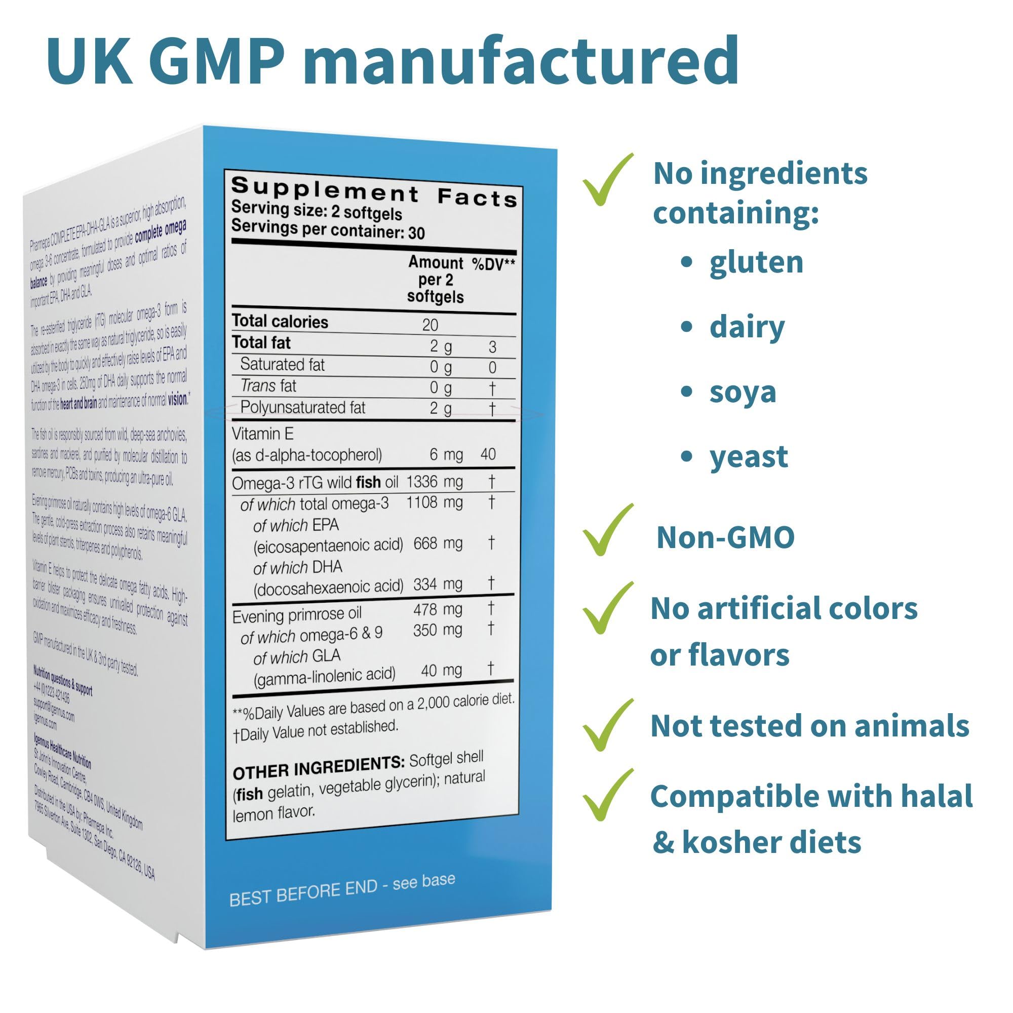 Igennus Omega 3 Fish Oil nutritional information