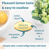 Igennus Omega-3 Softgels displayed with a measuring spoon