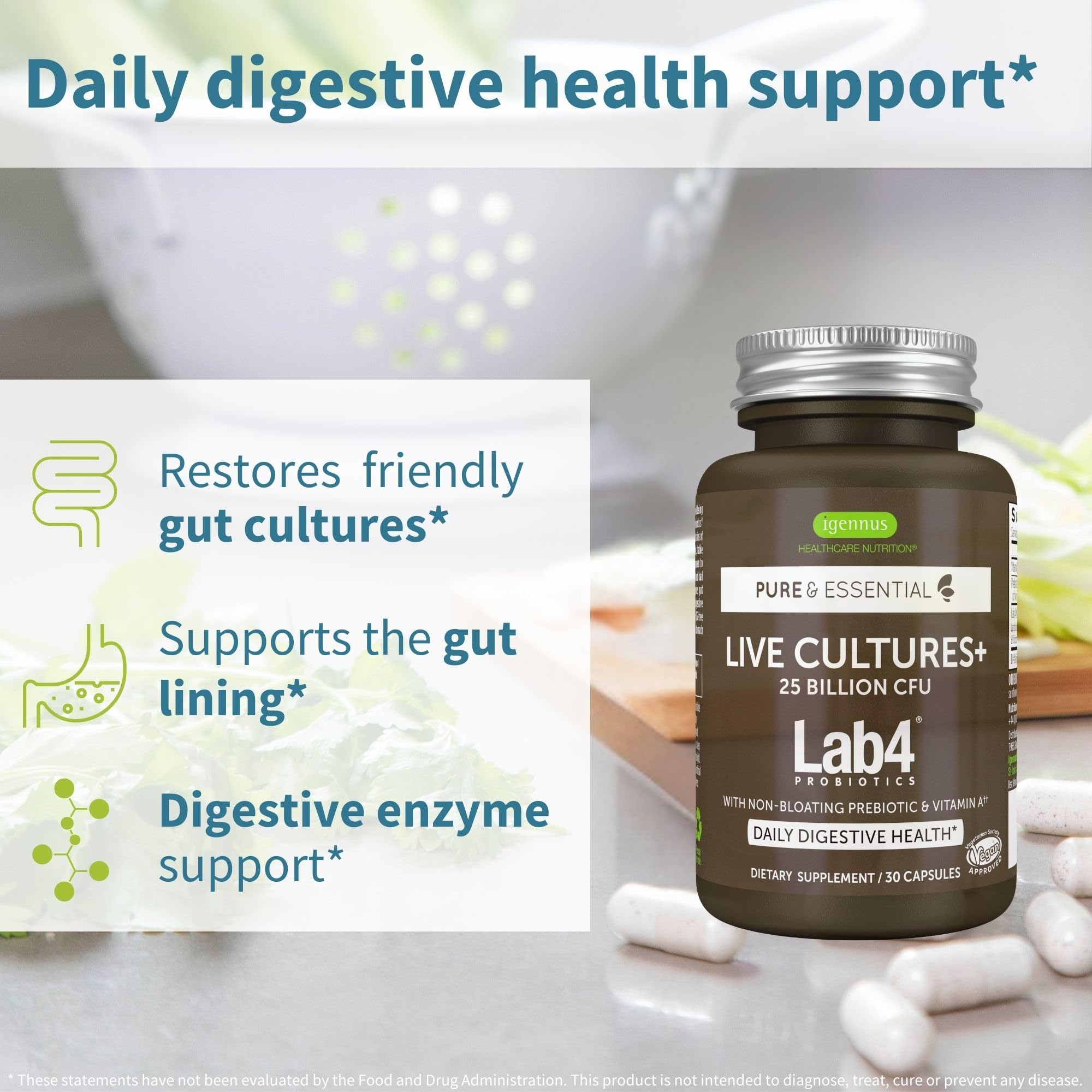 Igennus Probiotic Acidophilus Capsules packaging side view