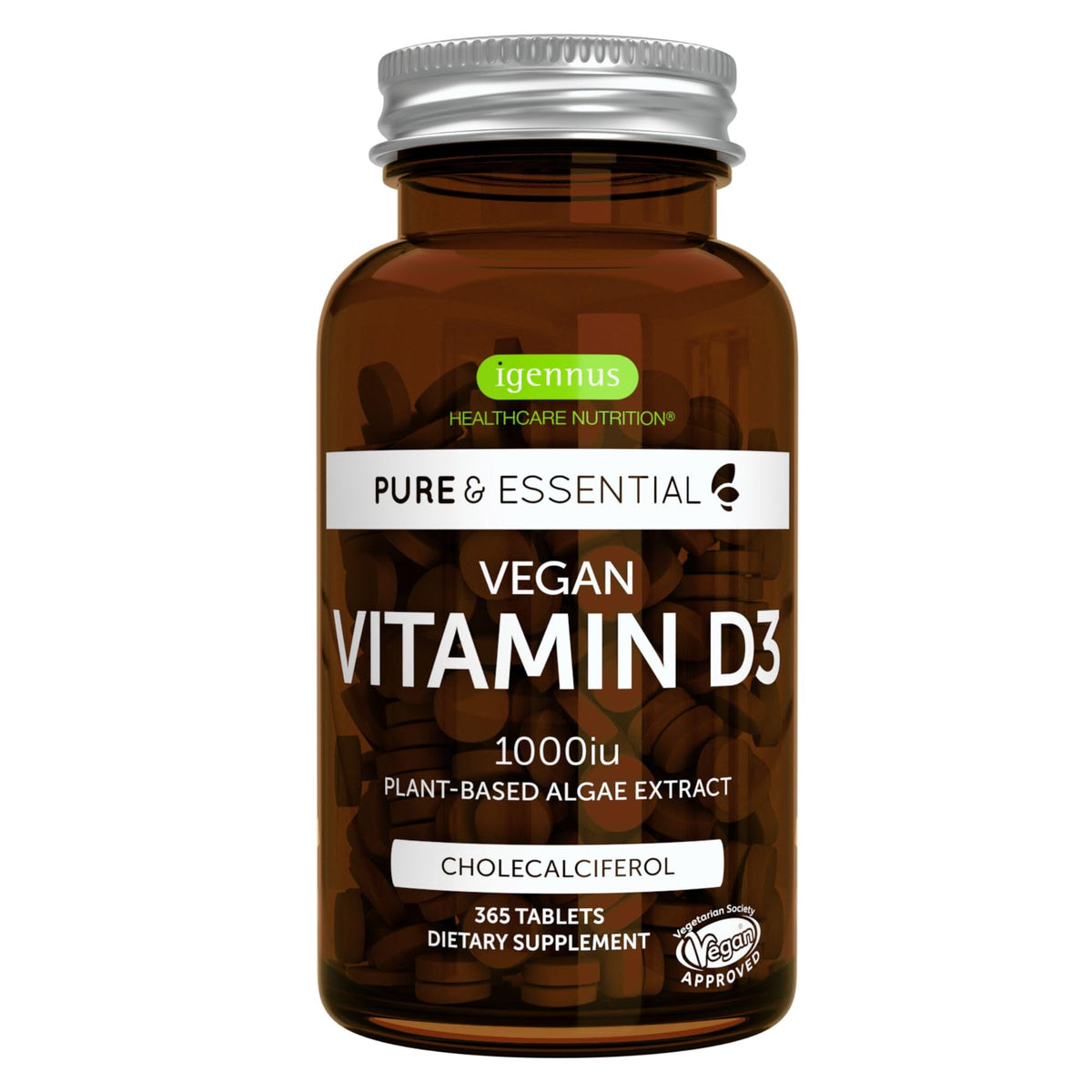 Igennus Vegan Vitamin D3 1000 IU Tablets front view