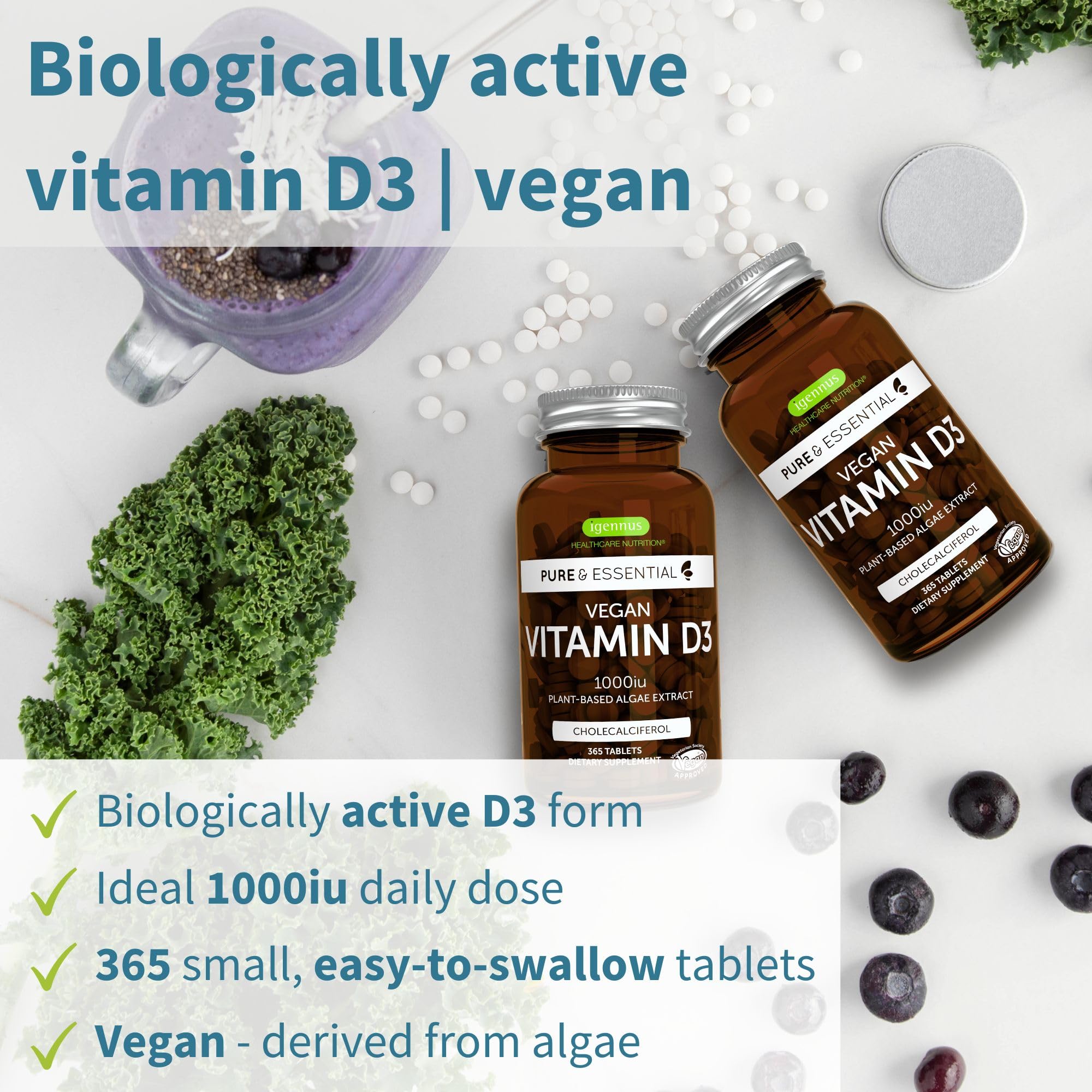 Igennus Vegan Vitamin D3 1000 IU Tablets packaging