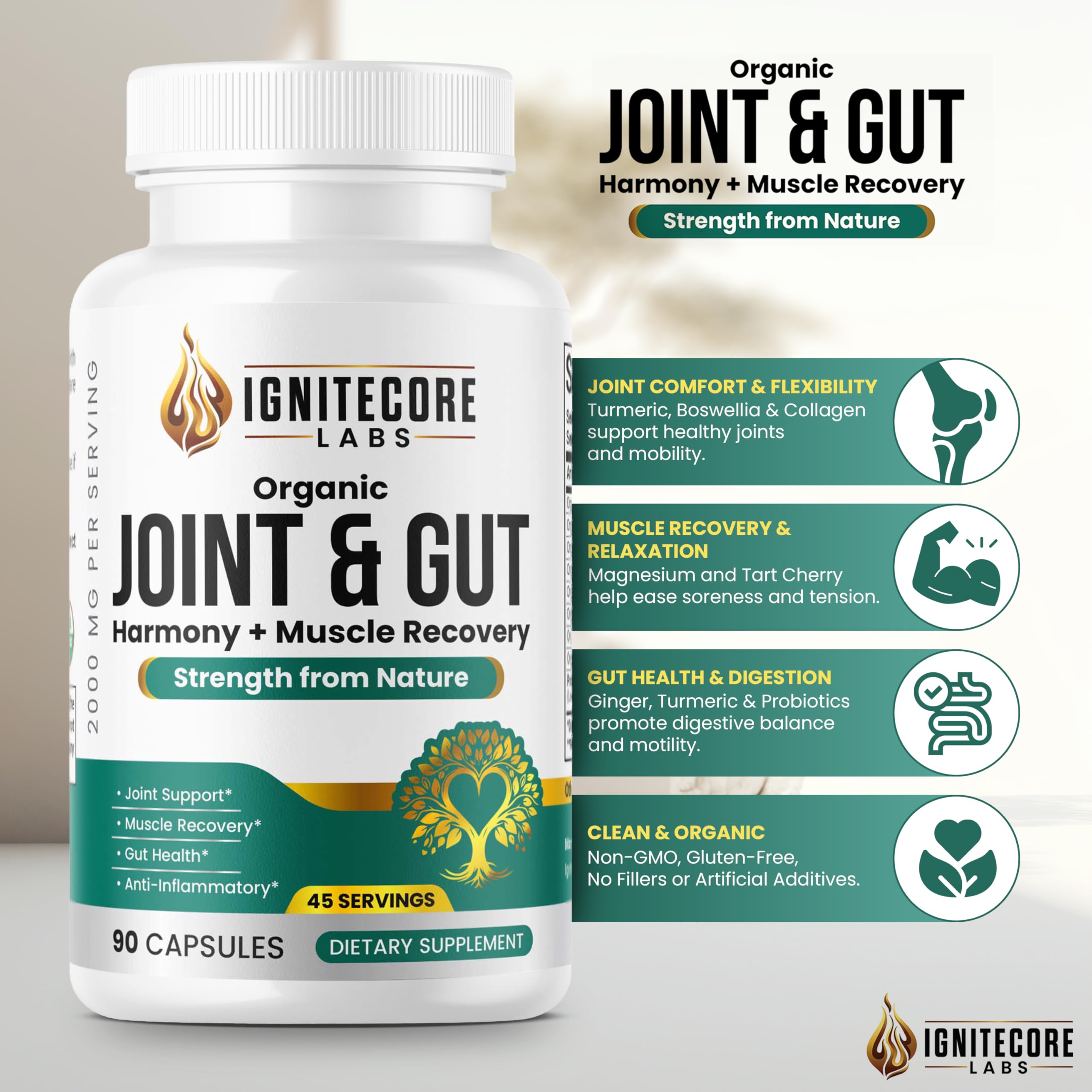 IgniteCore Labs Organic Joint Support Supplement ingredients list