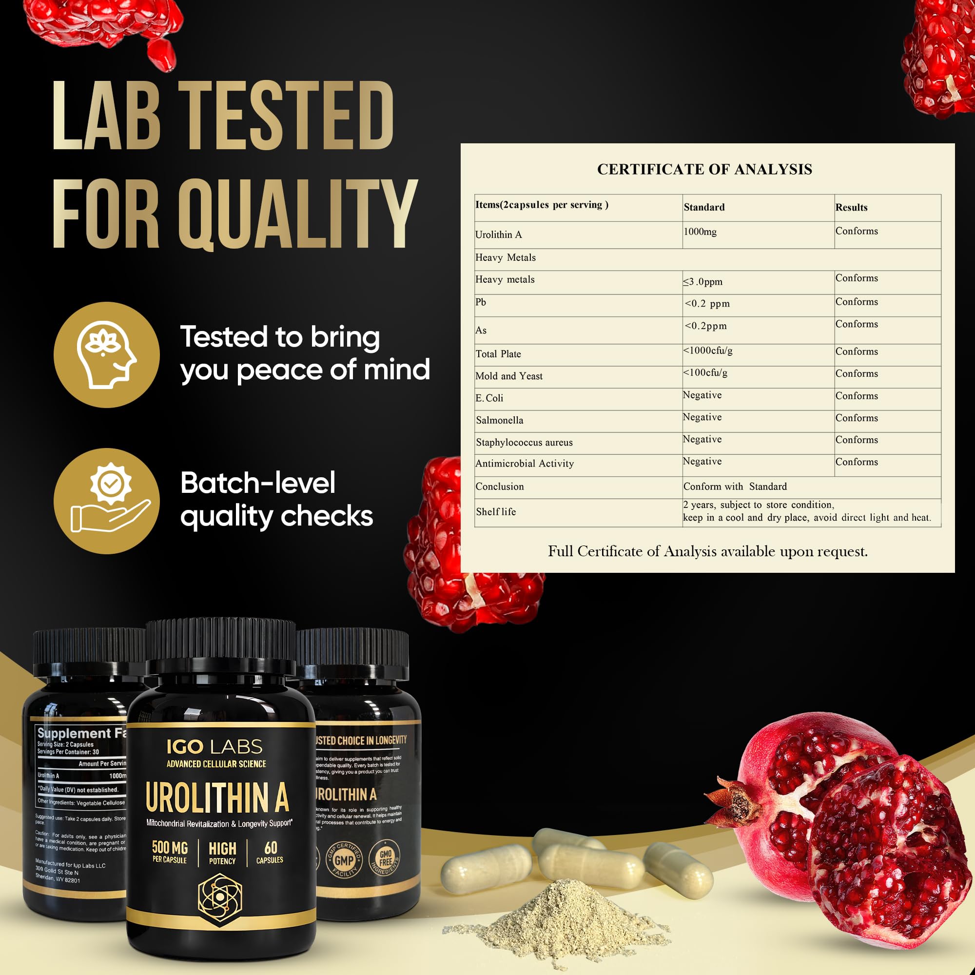 Igo Labs Urolithin A 500mg capsules bottle with label