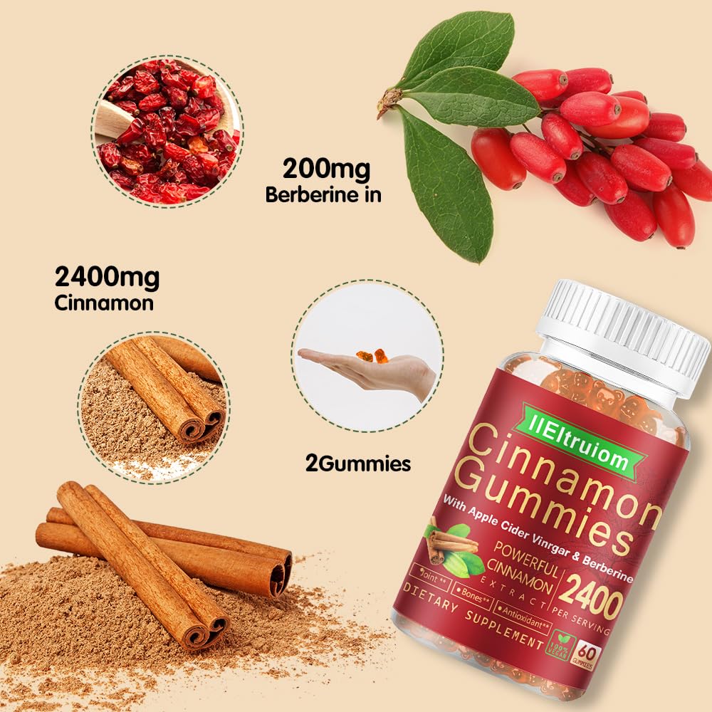 IIEltruiom Ceylon Cinnamon Gummies on a wooden table