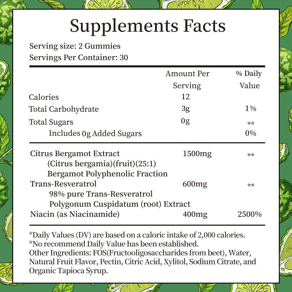 IIEltruiom Citrus Bergamot Gummies with nutritional information on the label