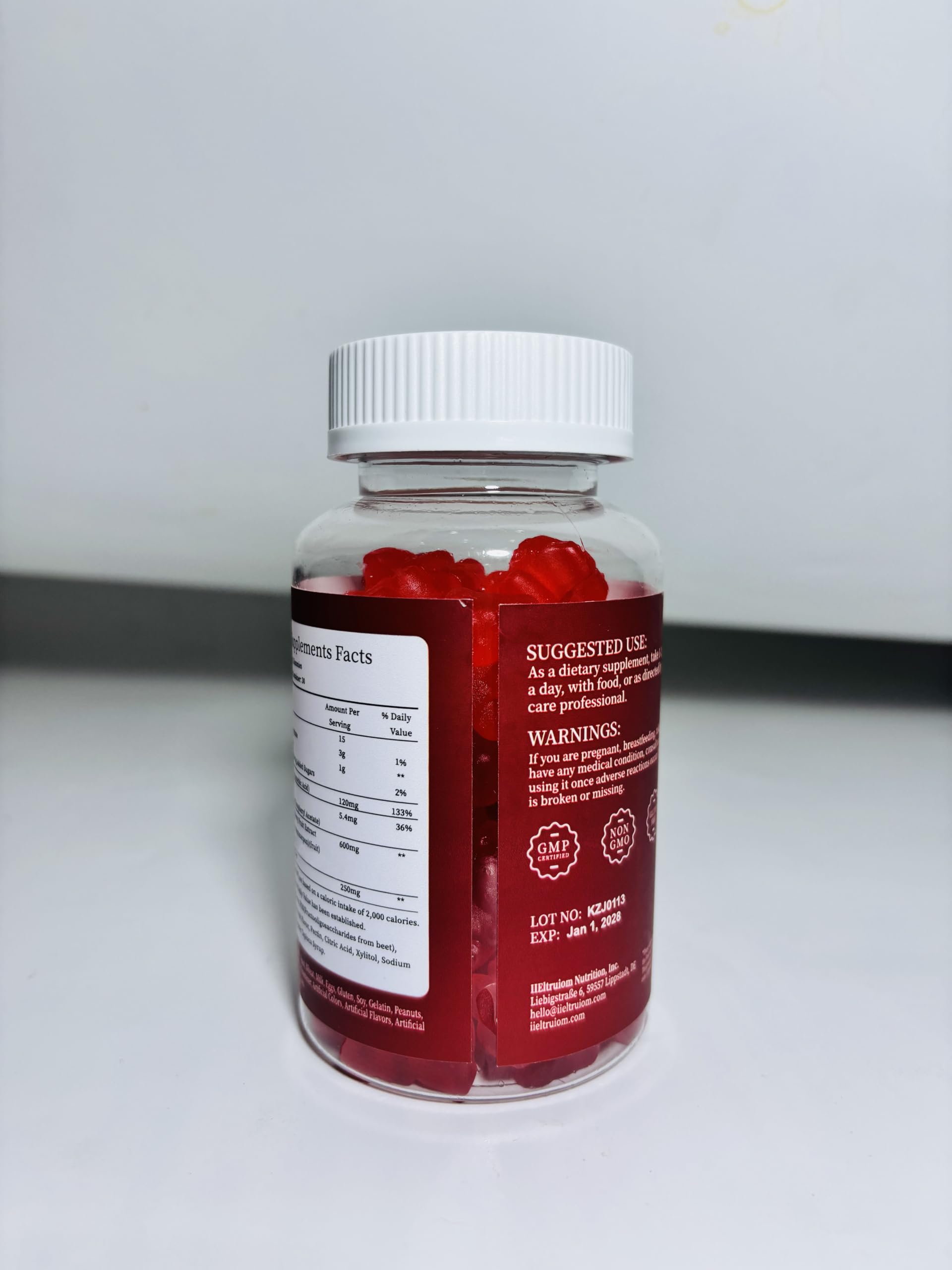 IIEltruiom Cranberry Gummies bottle side view