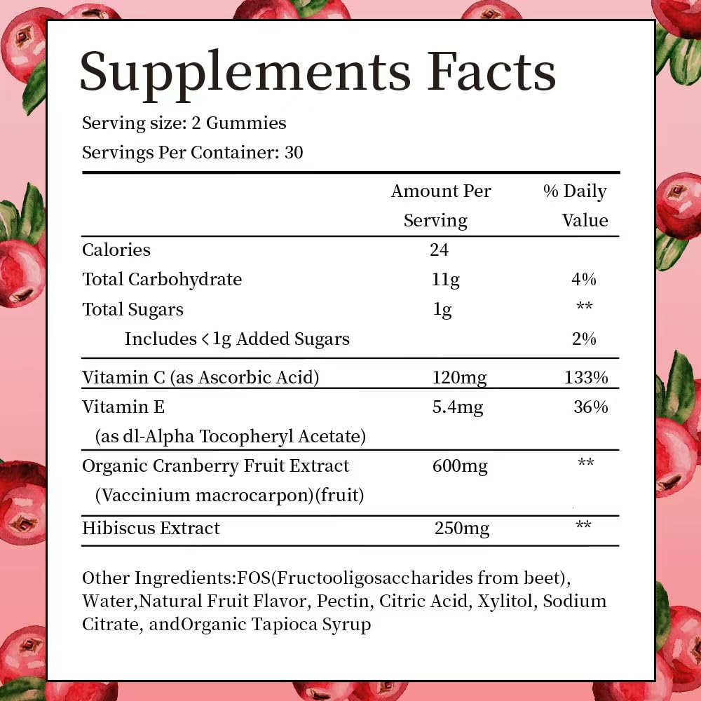IIEltruiom Cranberry Gummies with hibiscus flowers