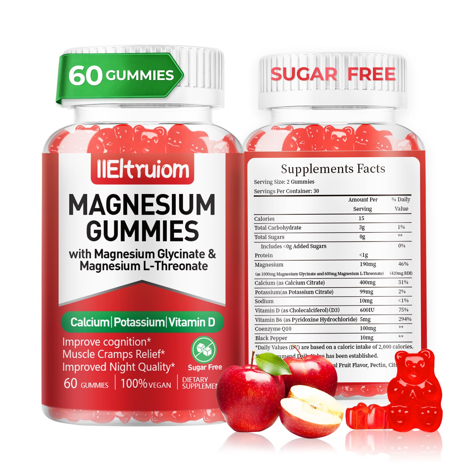 IIEltruiom Magnesium Gummies front view with packaging
