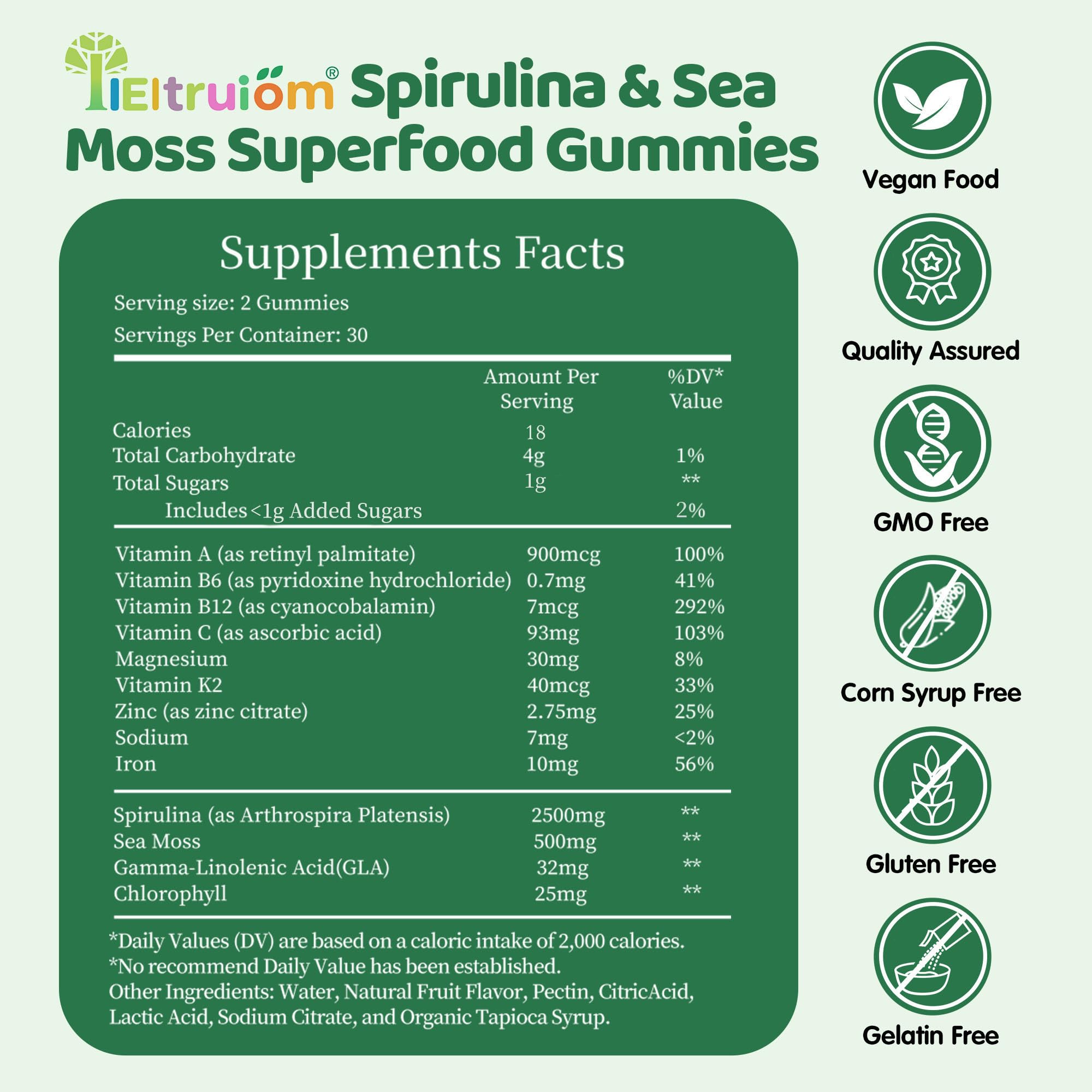 IIEltruiom Spirulina Gummies showing individual gummy