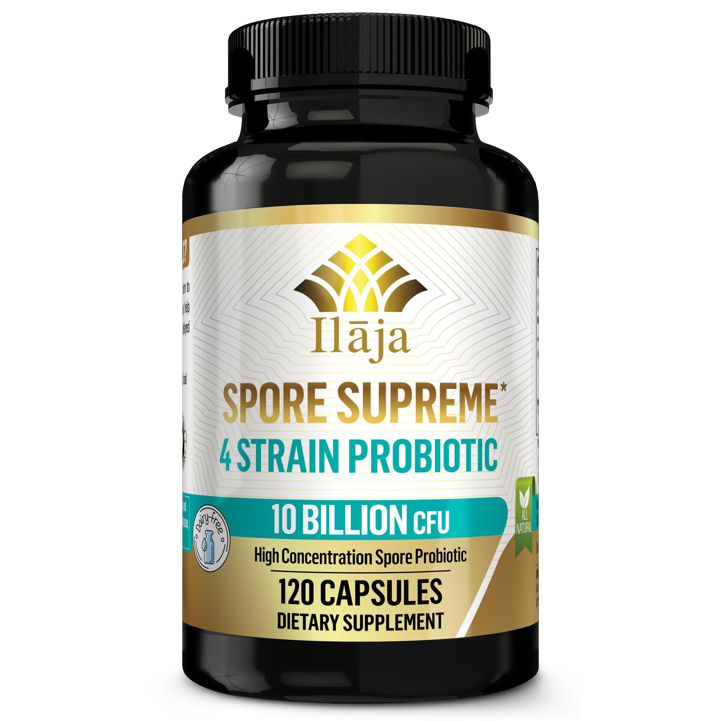 ILAJA Spore Based Probiotic Capsules front view with bottle label