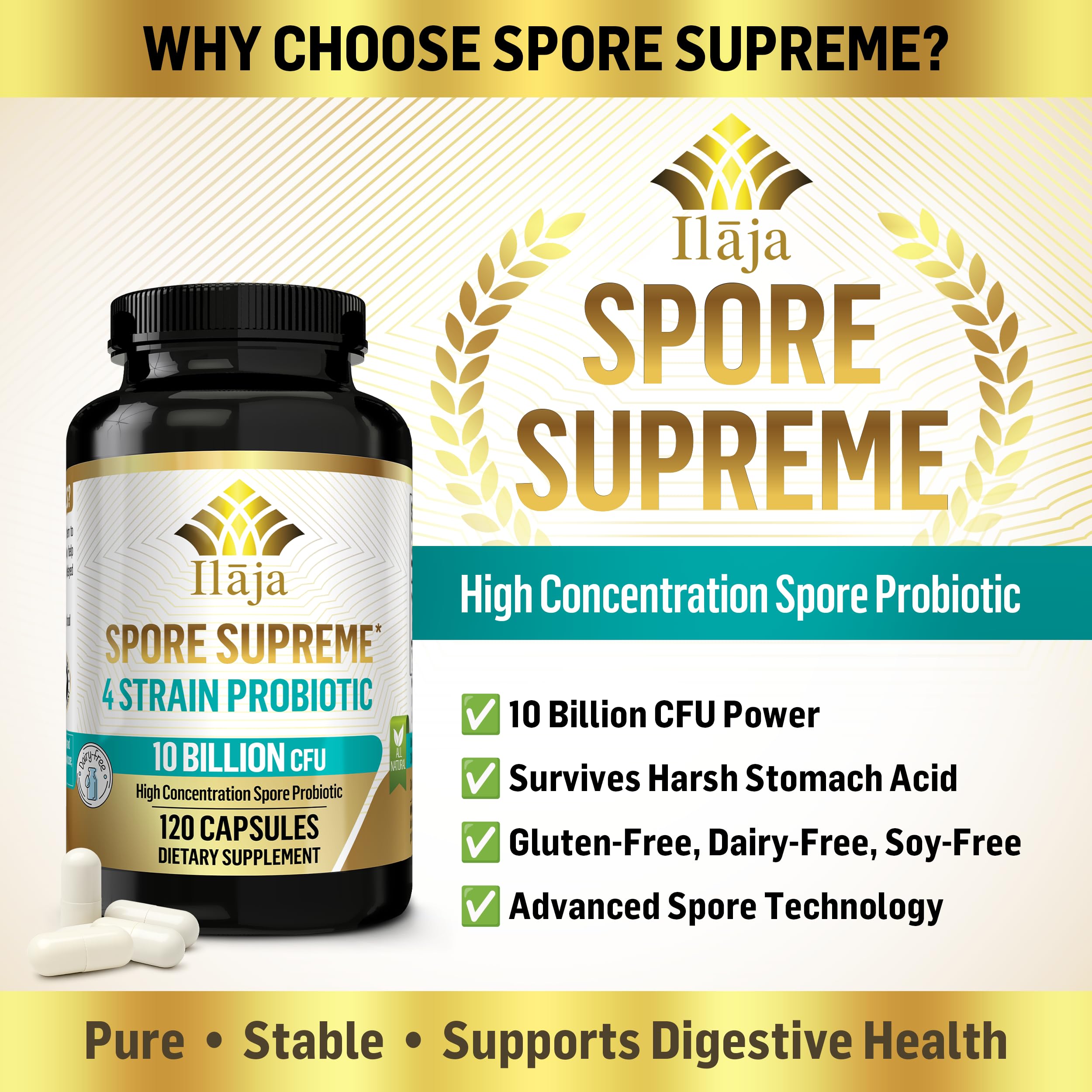 ILAJA Spore Based Probiotic Capsules side view showing capsule