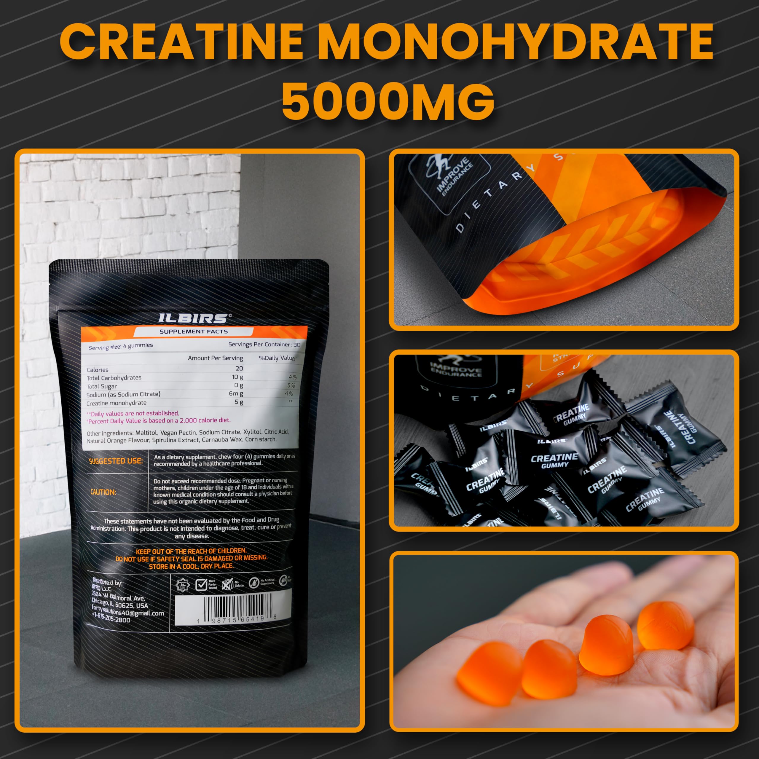 ILBIRS Creatine Gummies 5000mg nutritional information