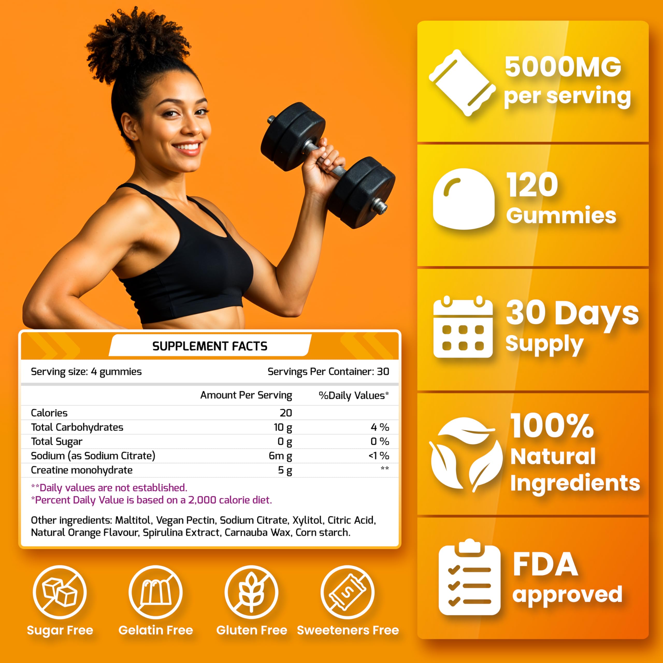 ILBIRS Creatine Gummies 5000mg on a gym bench