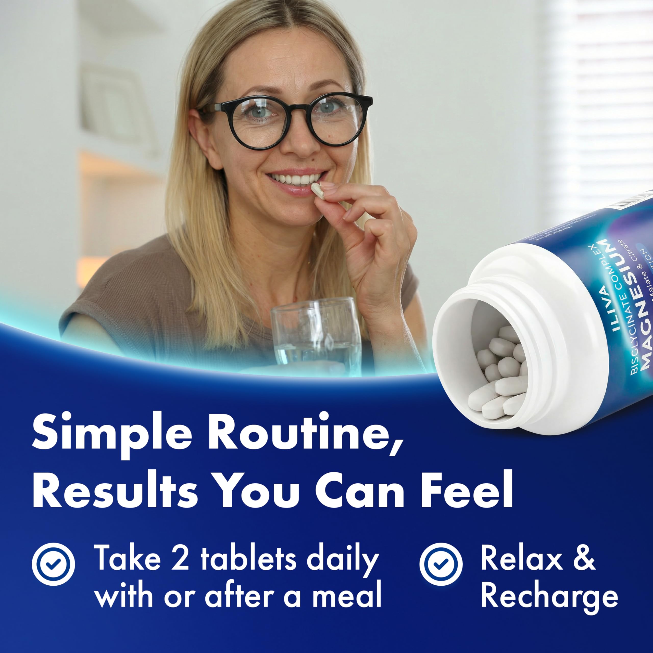 ILIVA Triple Magnesium Complex 300mg on a wooden table