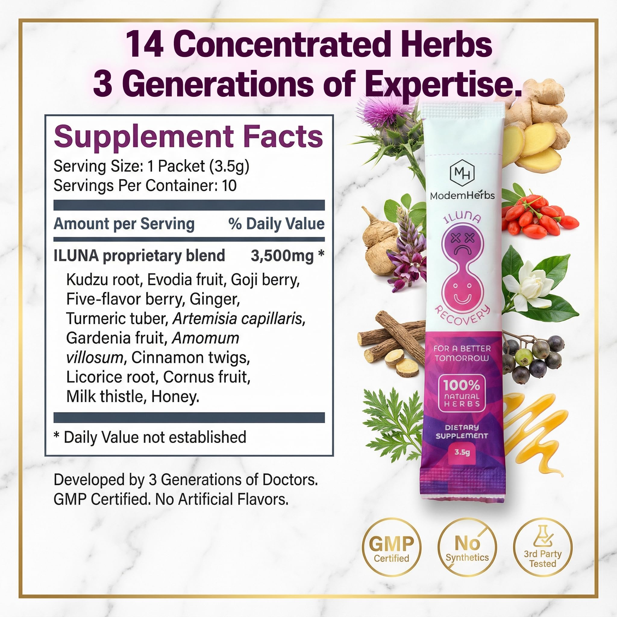 Iluna by Modern Herbs Milk Thistle packet dimensions