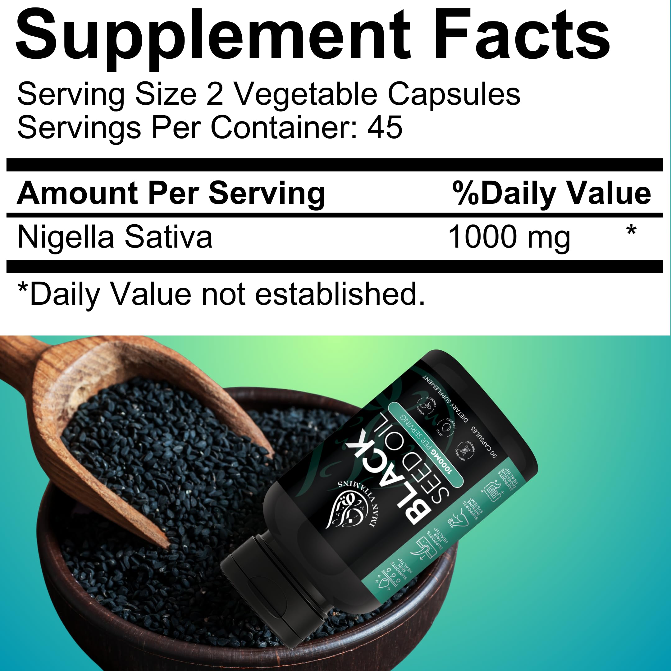 Iman Vitamins Black Seed Oil Capsules close-up