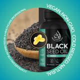 Iman Vitamins Black Seed Oil Capsules with a measuring spoon
