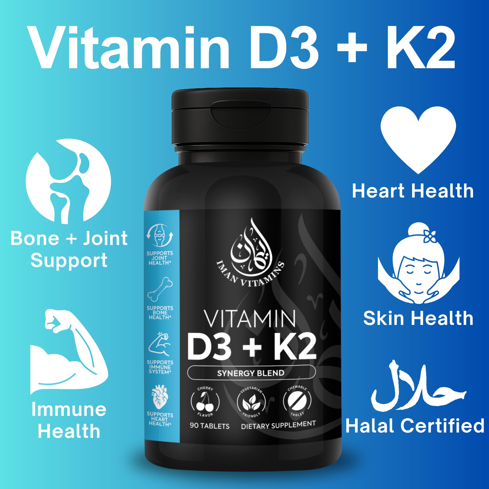 Iman Vitamins Chewable Vitamin D3 & K2 packaging side view