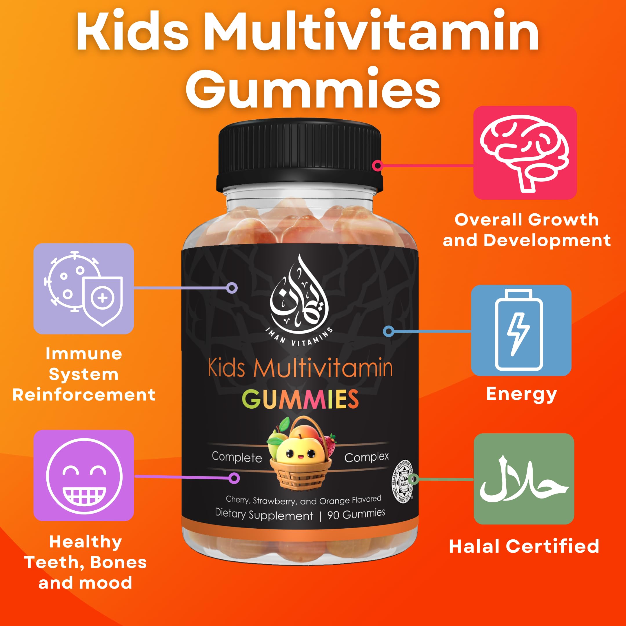 Iman Vitamins Kids Multivitamin Gummies packaging side view