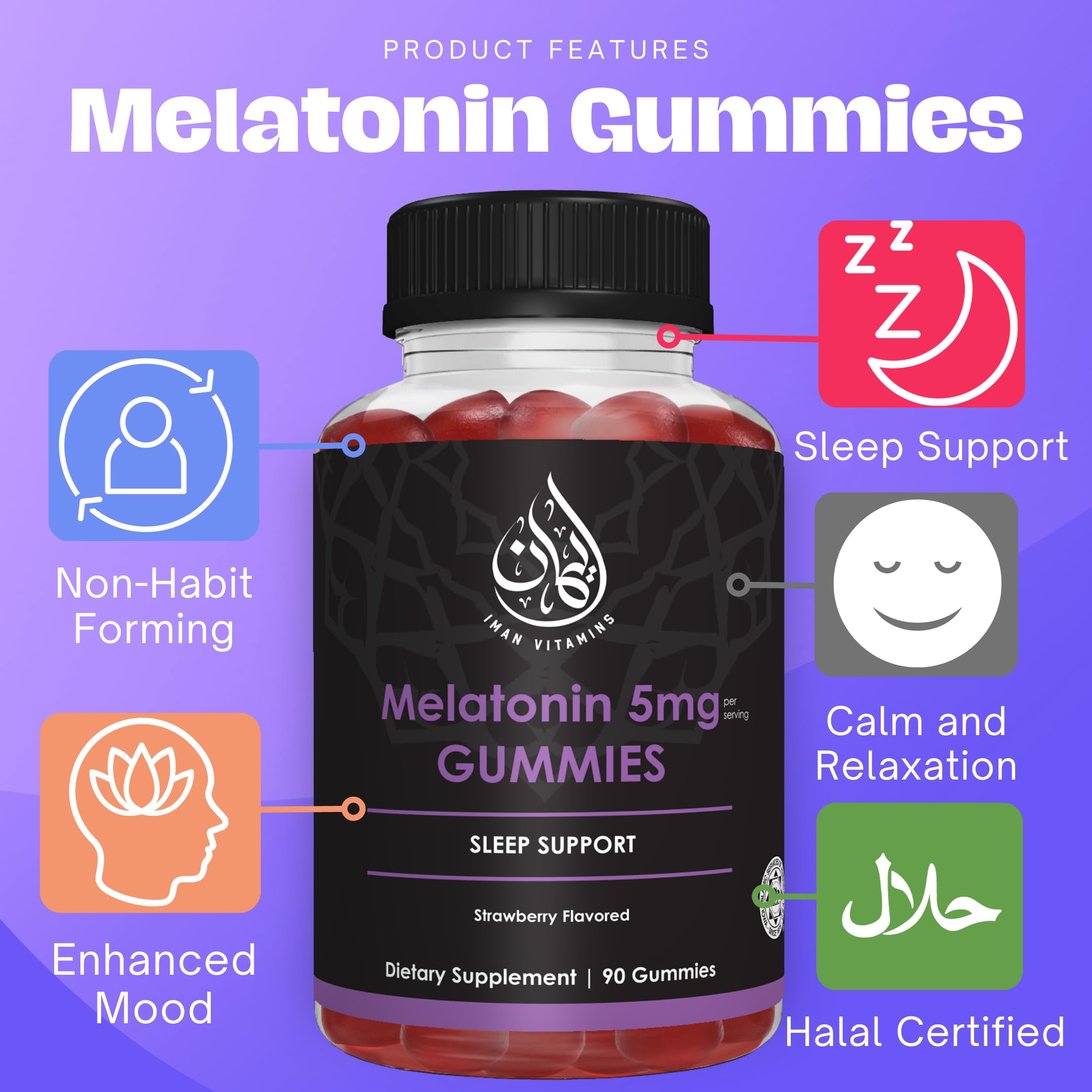 Iman Vitamins Melatonin Gummies 5mg strawberry flavour gummies