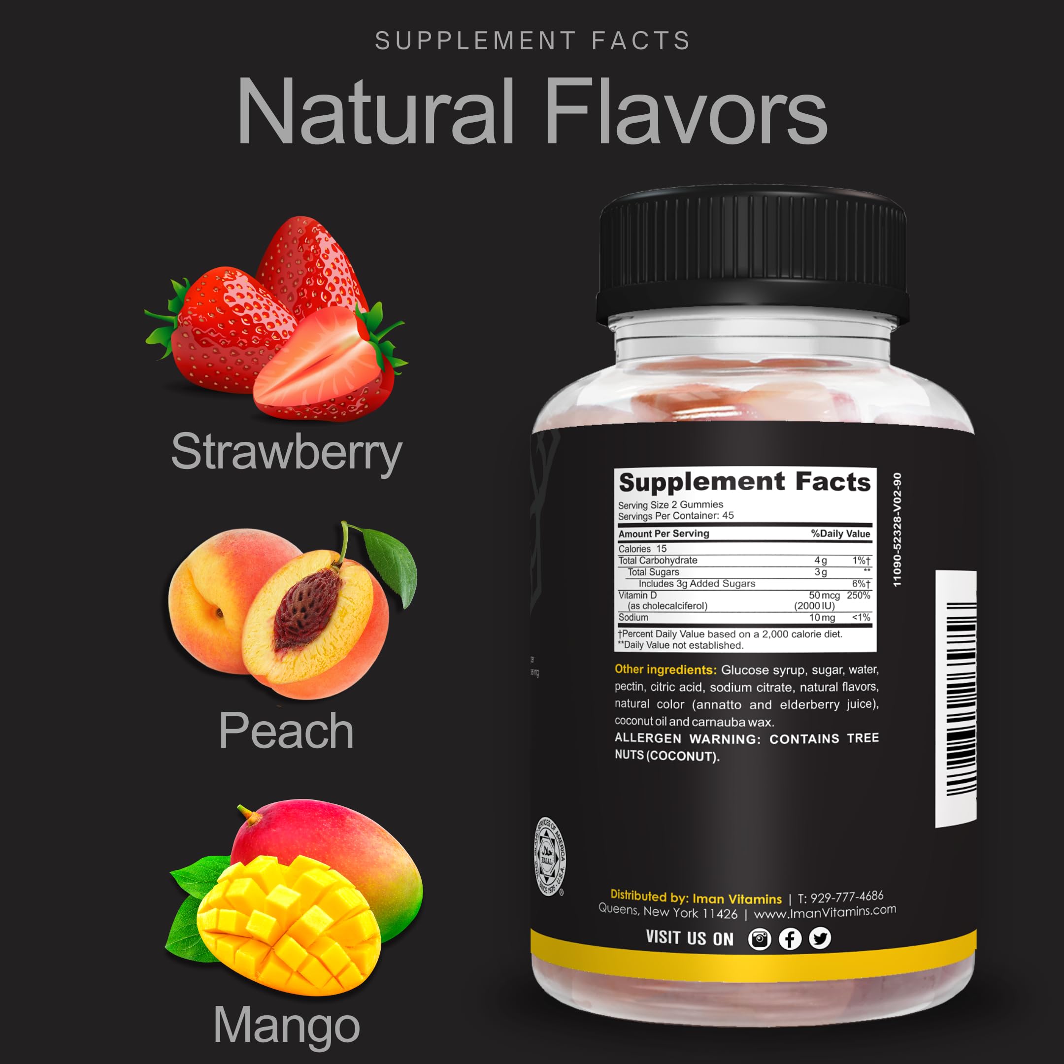 Iman Vitamins Vitamin D3 Gummies showing natural flavours
