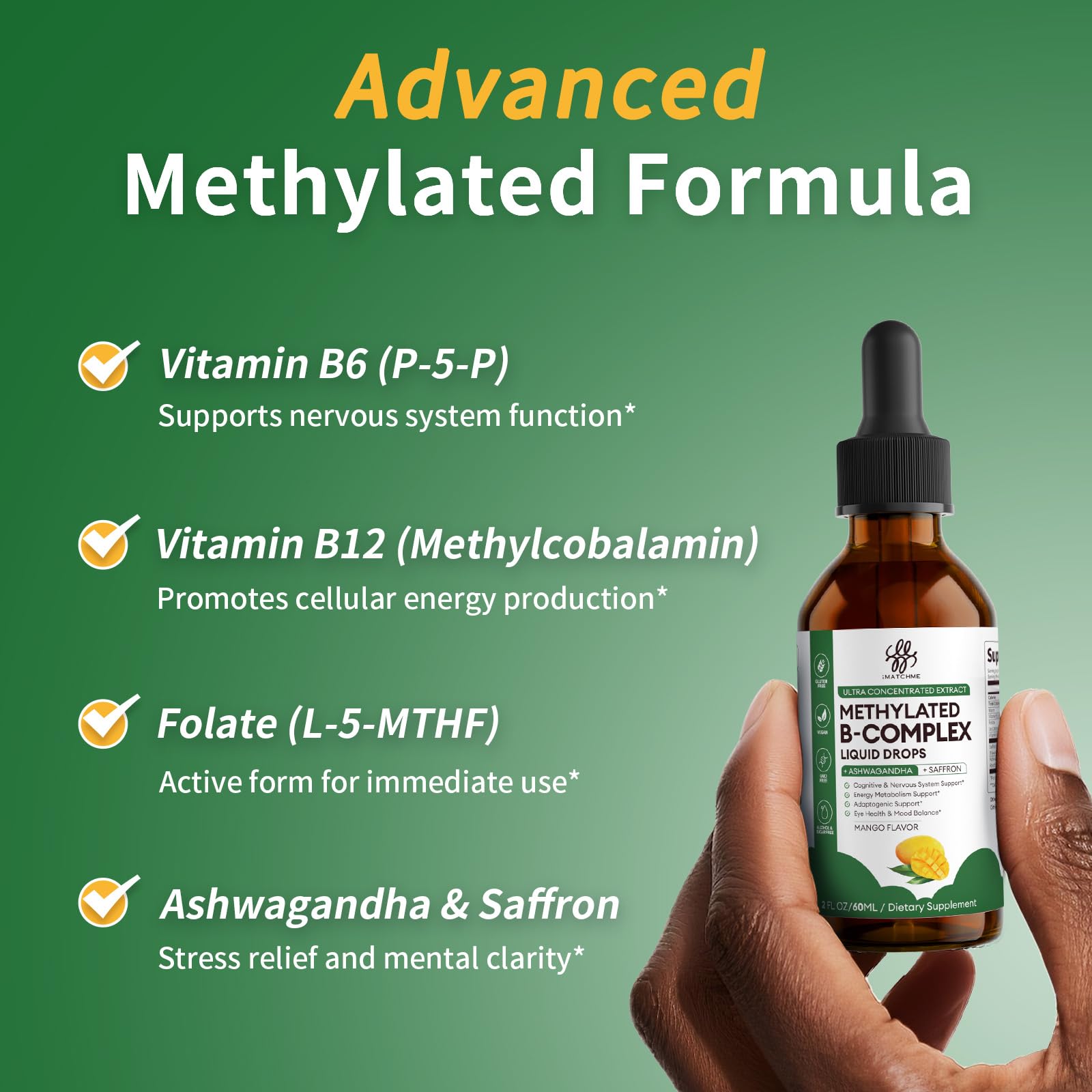 iMATCHME B-Complex Liquid Drops mango flavour close-up