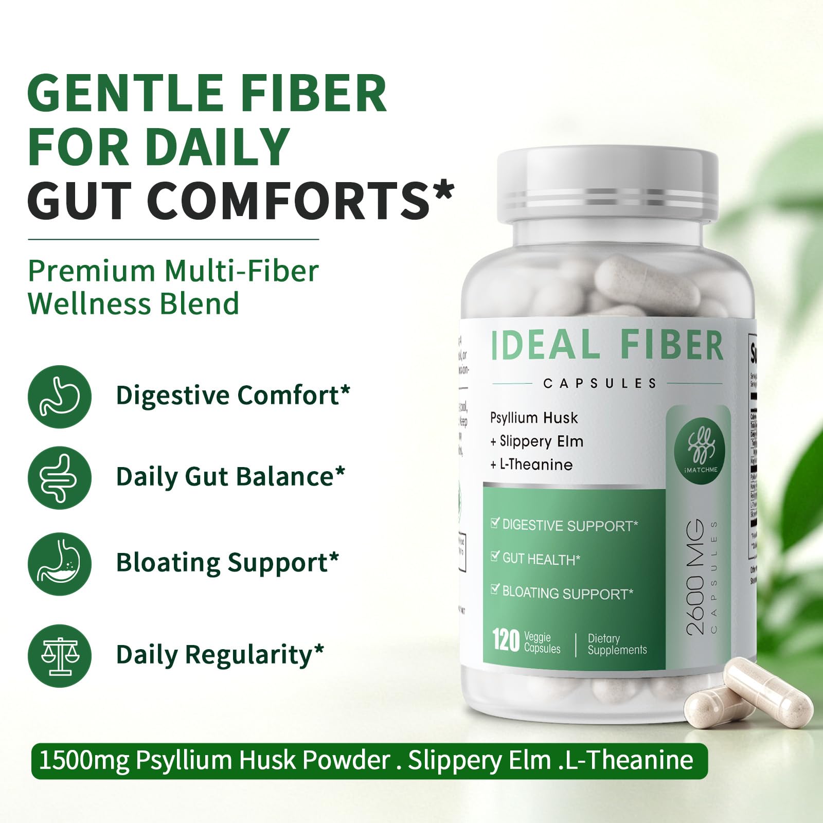 iMATCHME Dietary Fiber Supplement Capsules bottle with label
