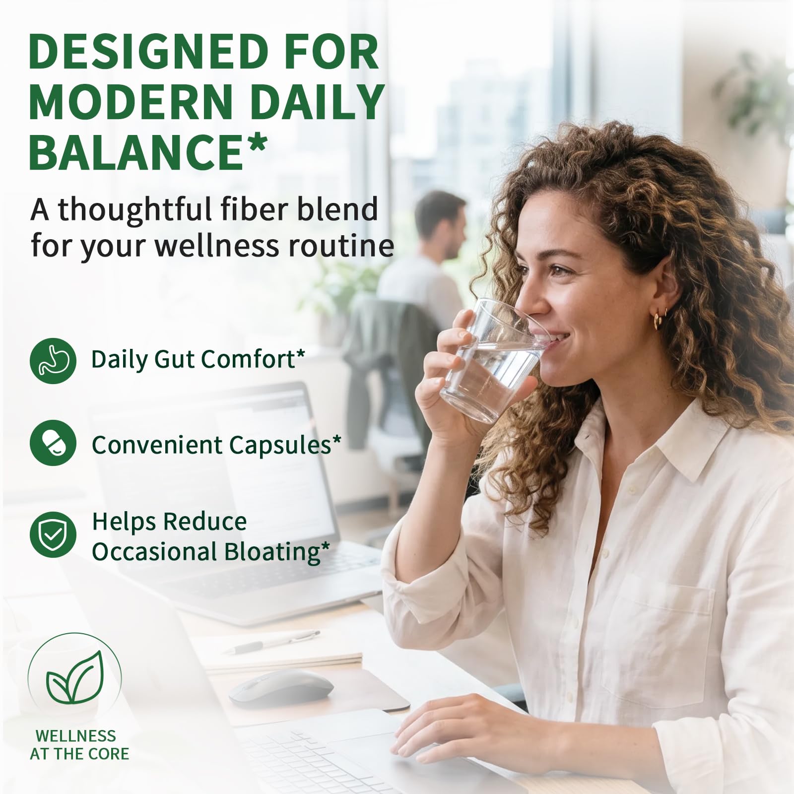 iMATCHME Dietary Fiber Supplement Capsules in a lifestyle setting