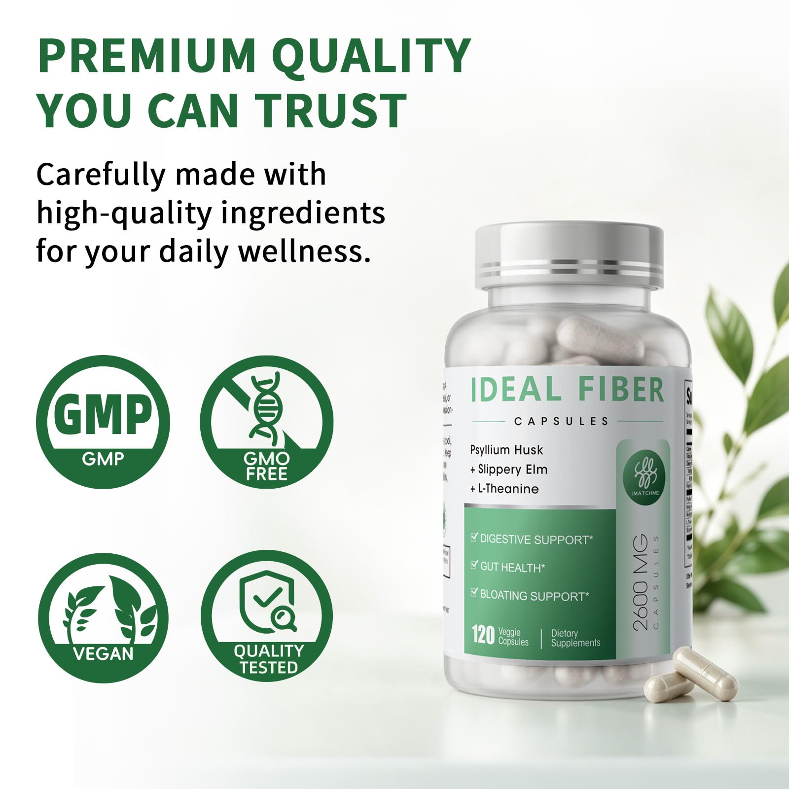iMATCHME Dietary Fiber Supplement Capsules with measuring spoon