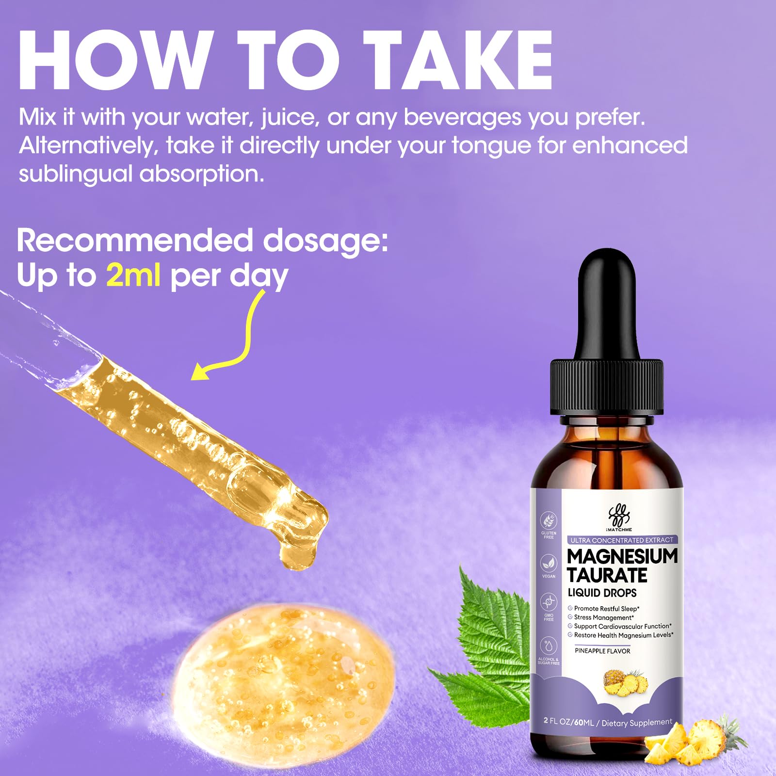iMATCHME Liquid Magnesium Drops 30ml with pineapple flavour