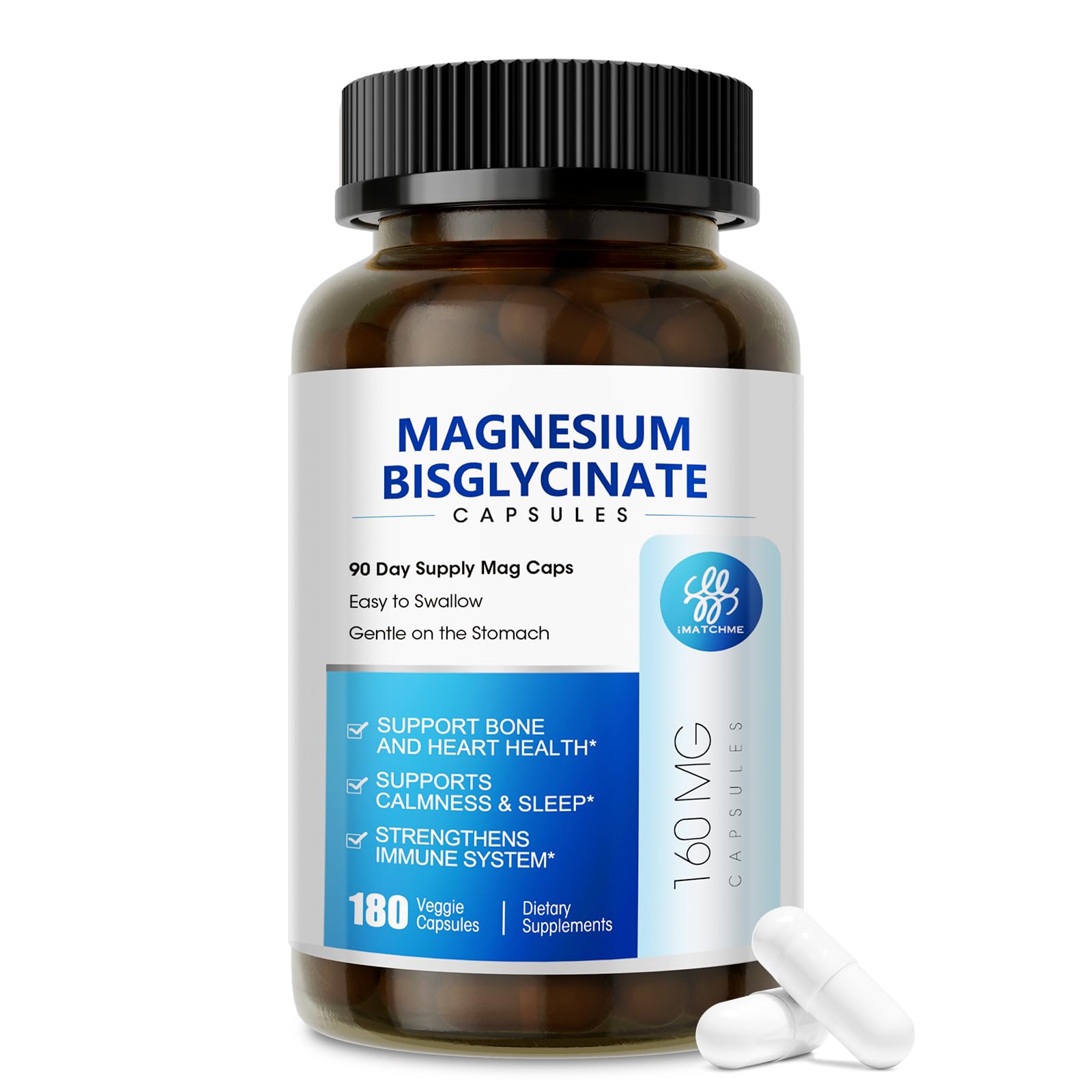 iMATCHME Magnesium Bisglycinate Capsules 90 Count front view