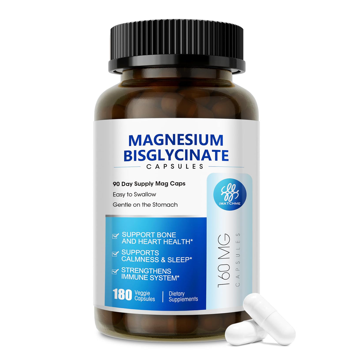 iMATCHME Magnesium Bisglycinate Capsules 90 Count front view