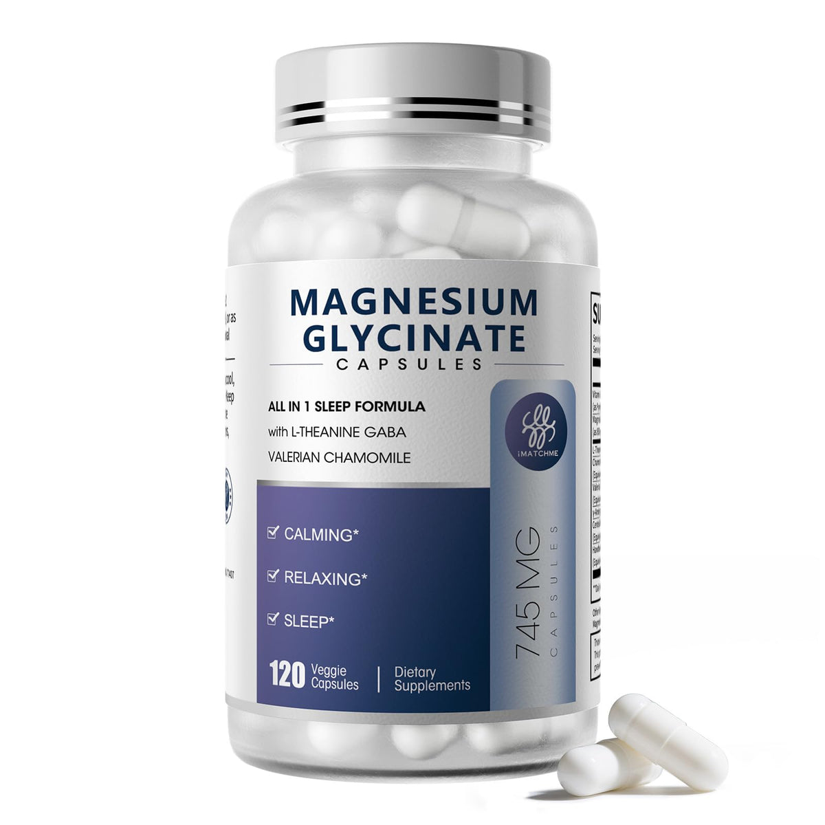 iMATCHME Magnesium Glycinate Complex Capsules 850mg front view